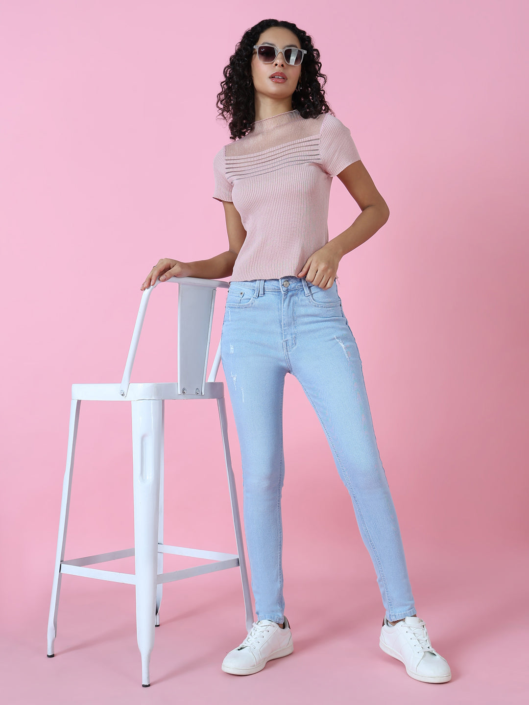 Women Peach Solid Top