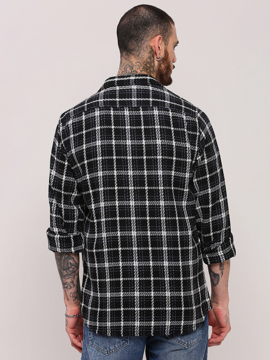 Men Black Checked Shacket