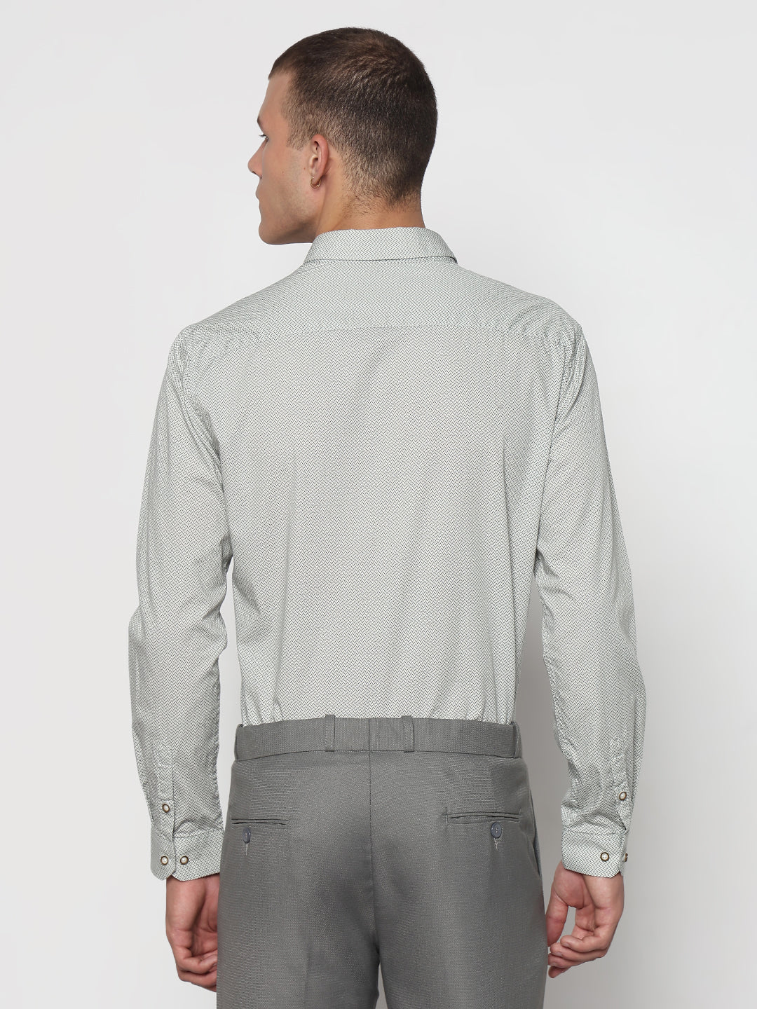 Men's Grey Micro Ditsy Slim Fit Formal Shirt