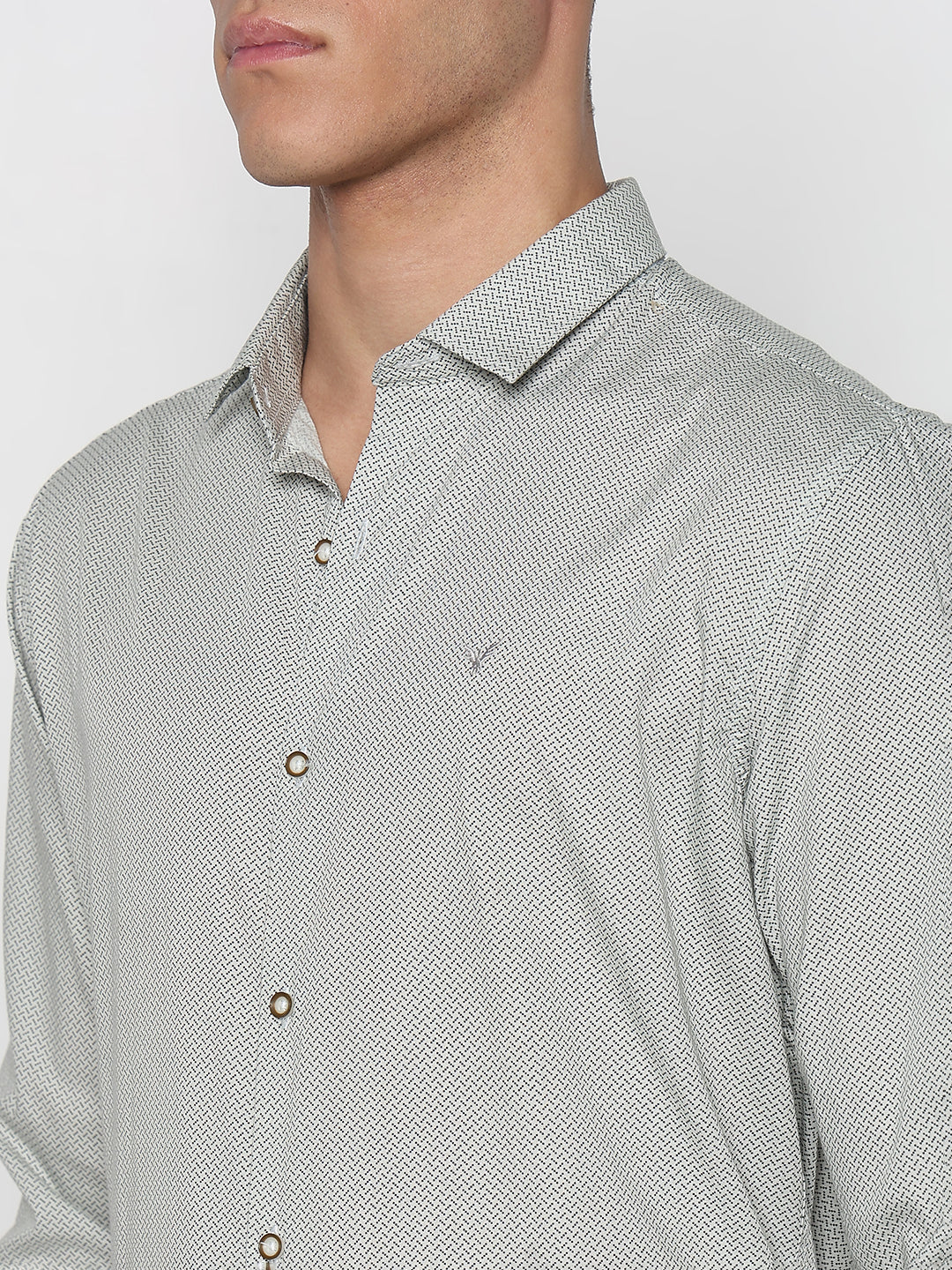 Men's Grey Micro Ditsy Slim Fit Formal Shirt