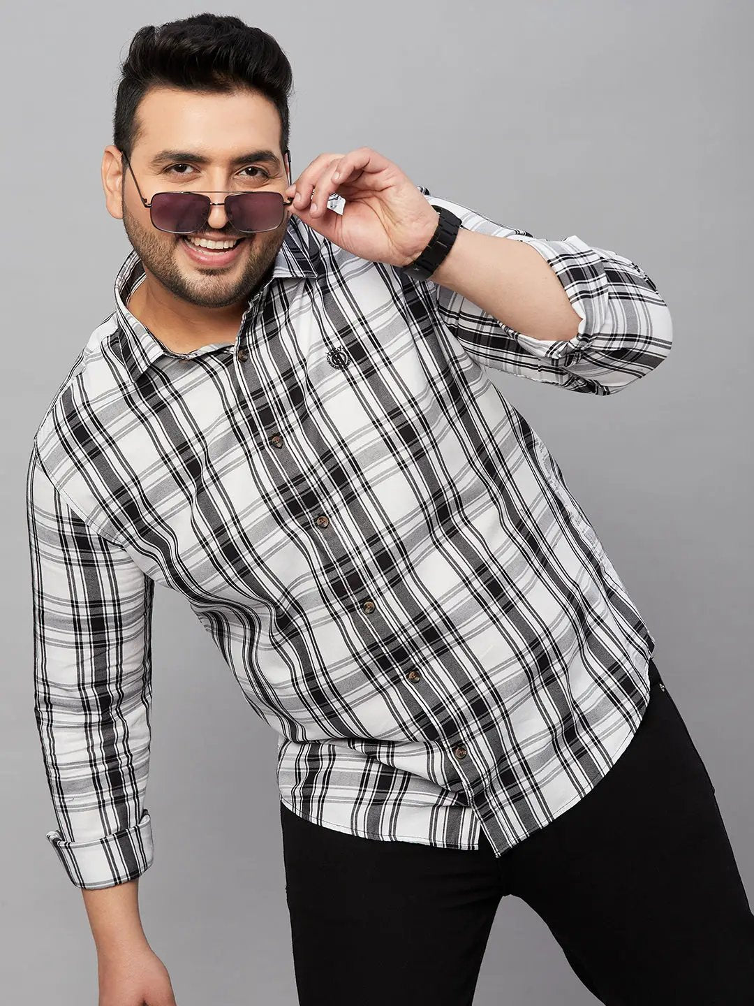 Men's Checked White Shirt