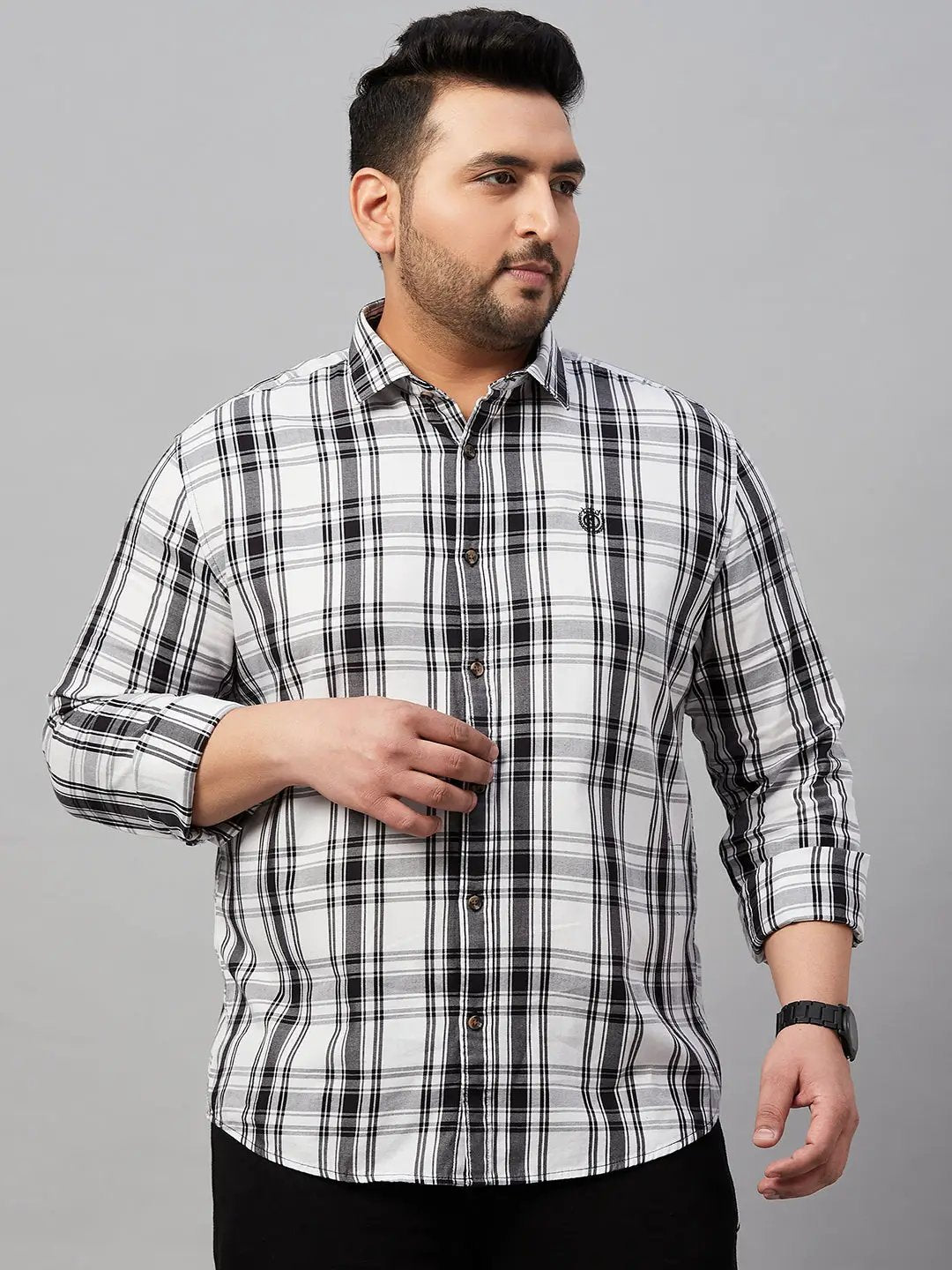 Men's Checked White Shirt