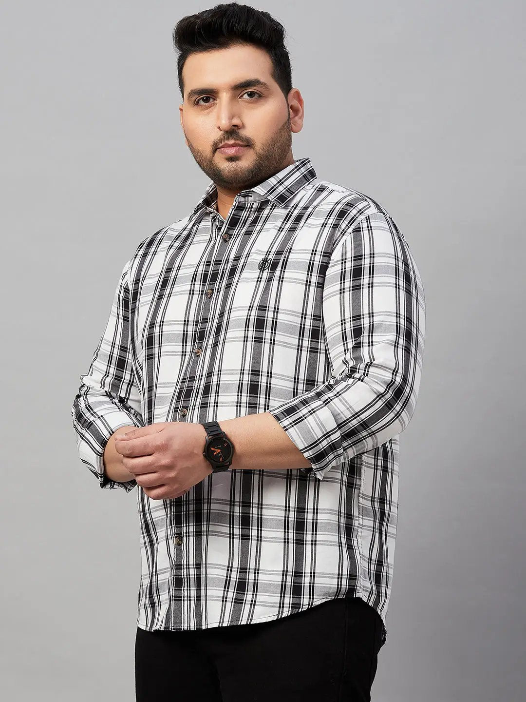 Men's Checked White Shirt
