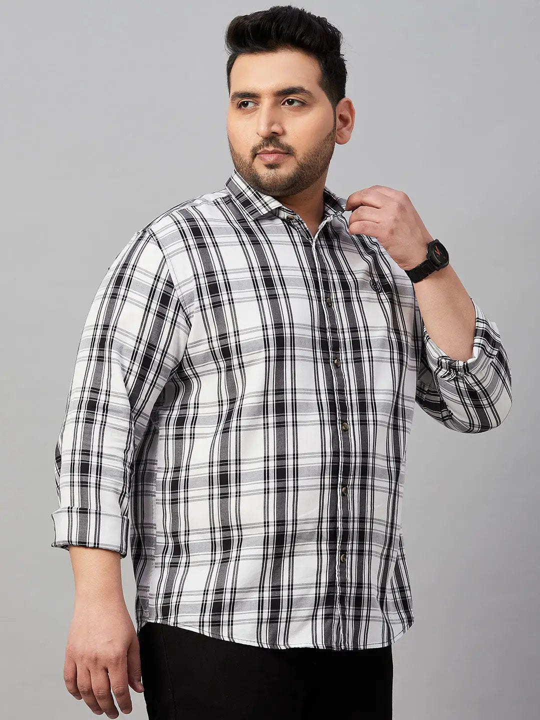 Men's Checked White Shirt