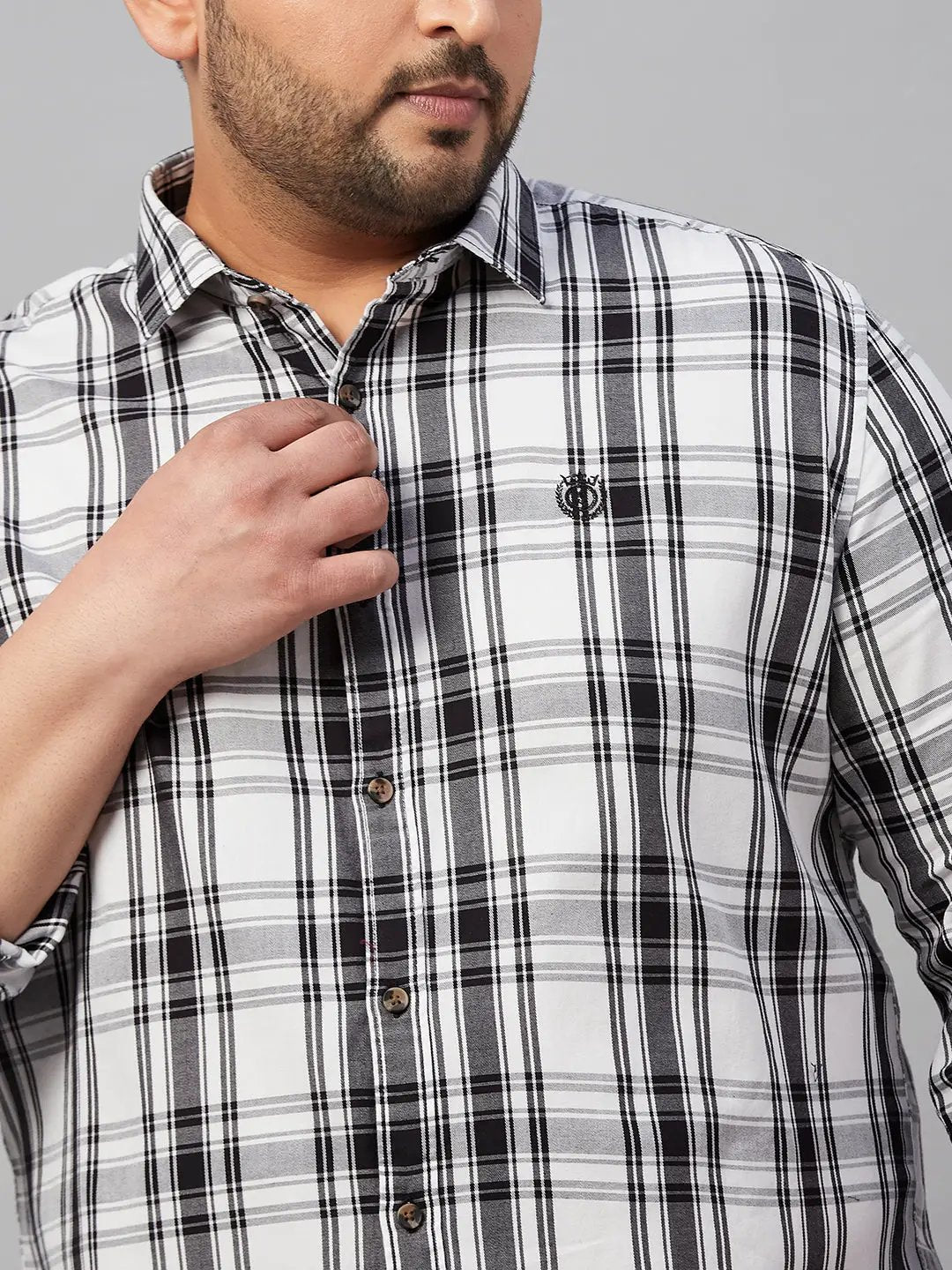 Men's Checked White Shirt