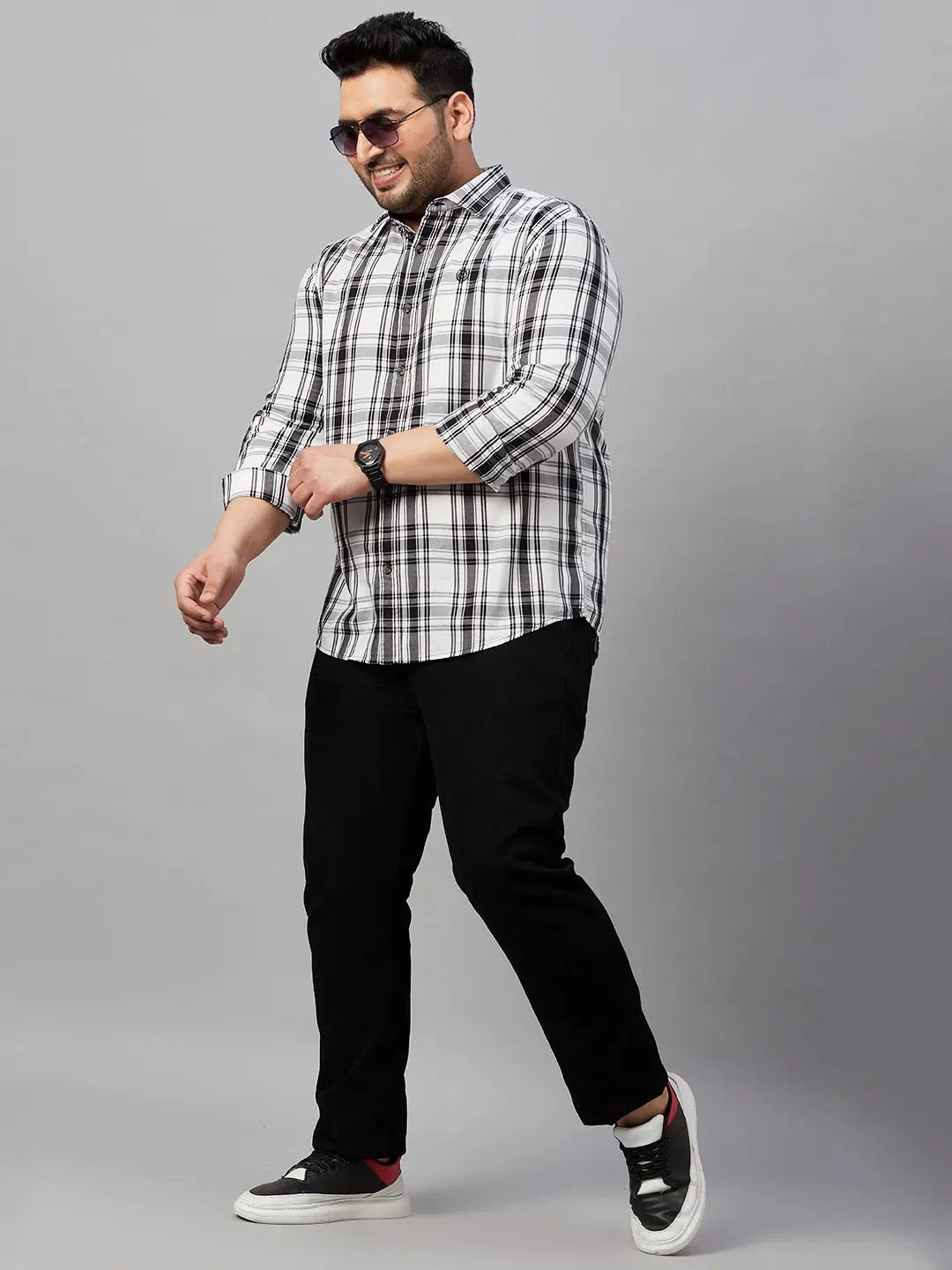 Men's Checked White Shirt