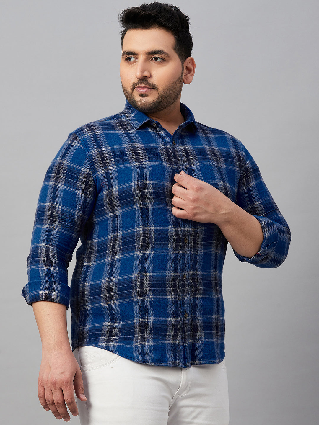 Men Checked Blue Shirt