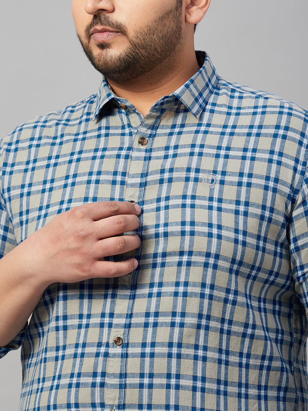 Men Checked Blue Shirt