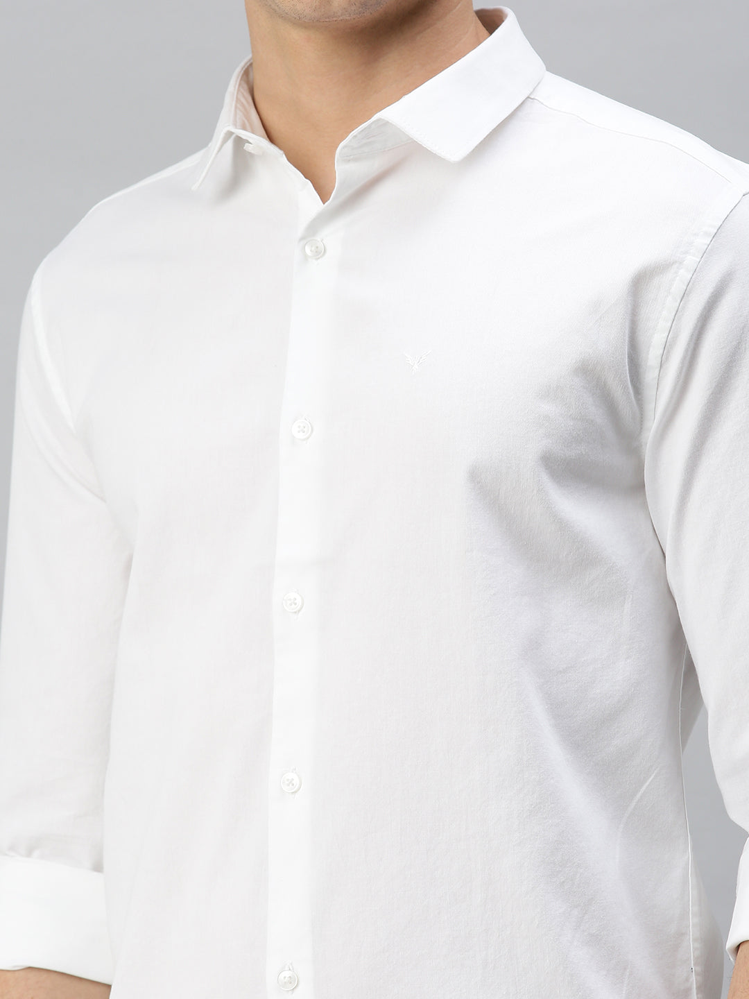 Men's White Solid Slim Fit Shirt