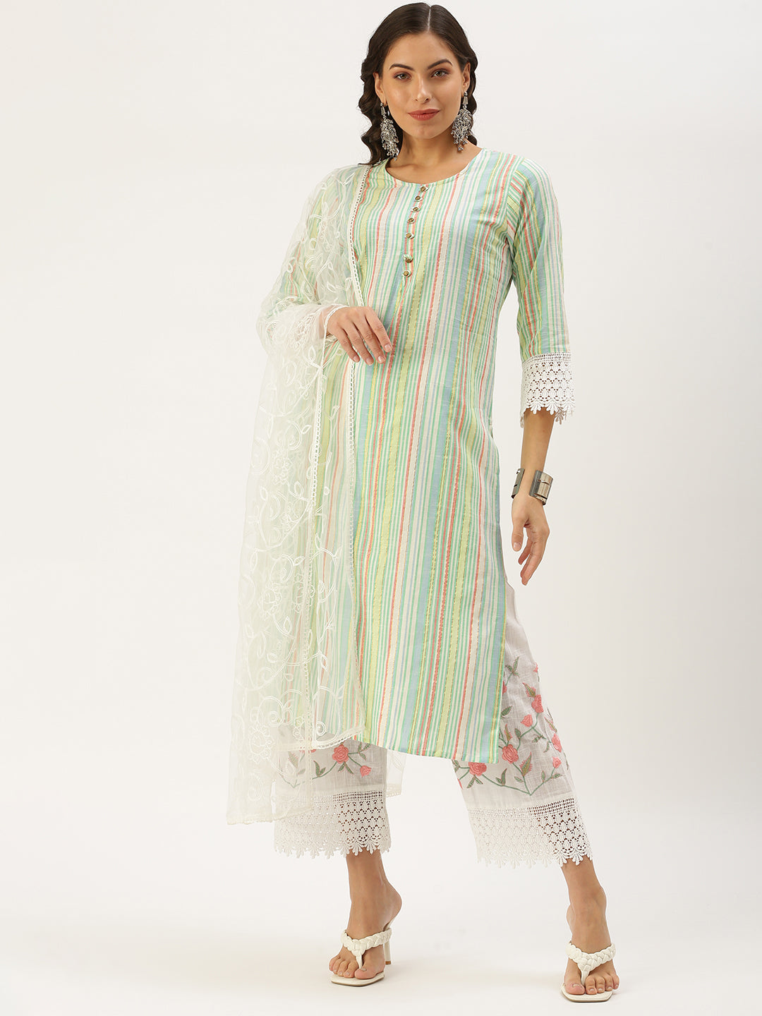 Women Straight Multi Solid Kurta and Palazzos