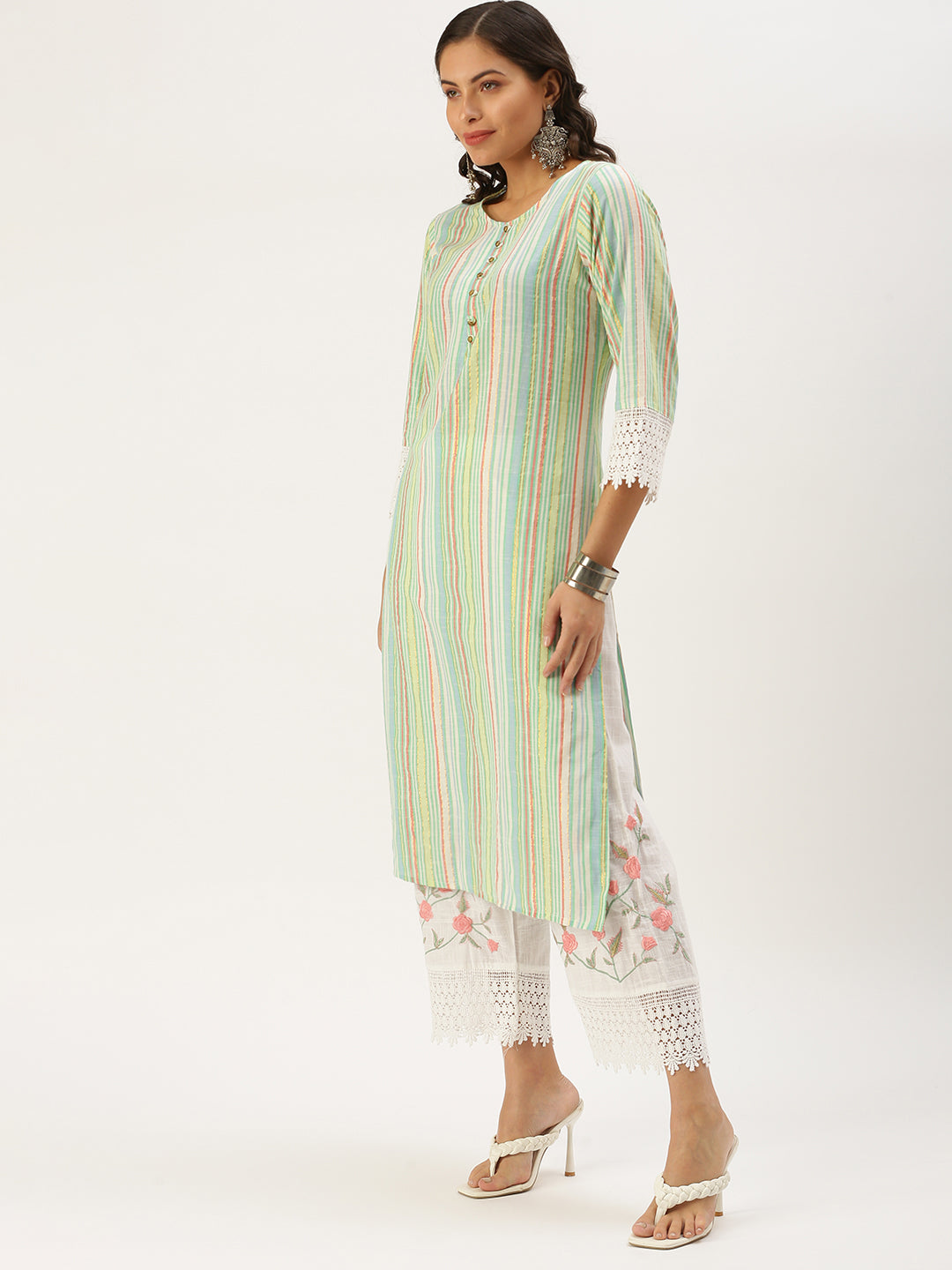 Women Straight Multi Solid Kurta and Palazzos