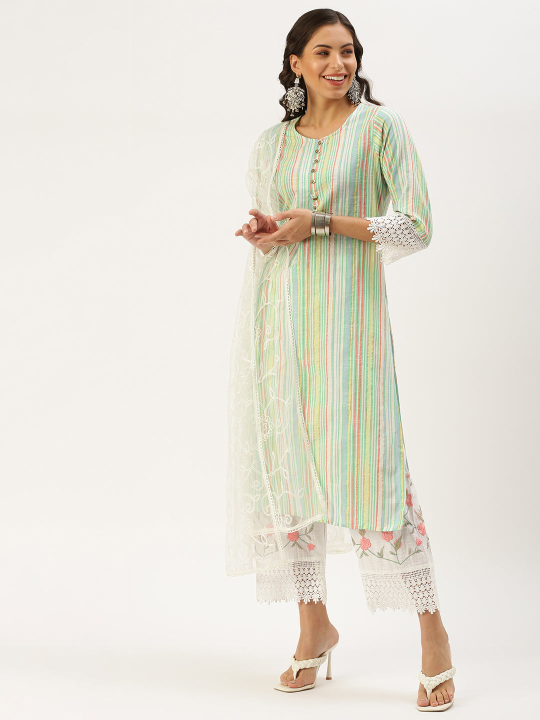 Women Straight Multi Solid Kurta and Palazzos