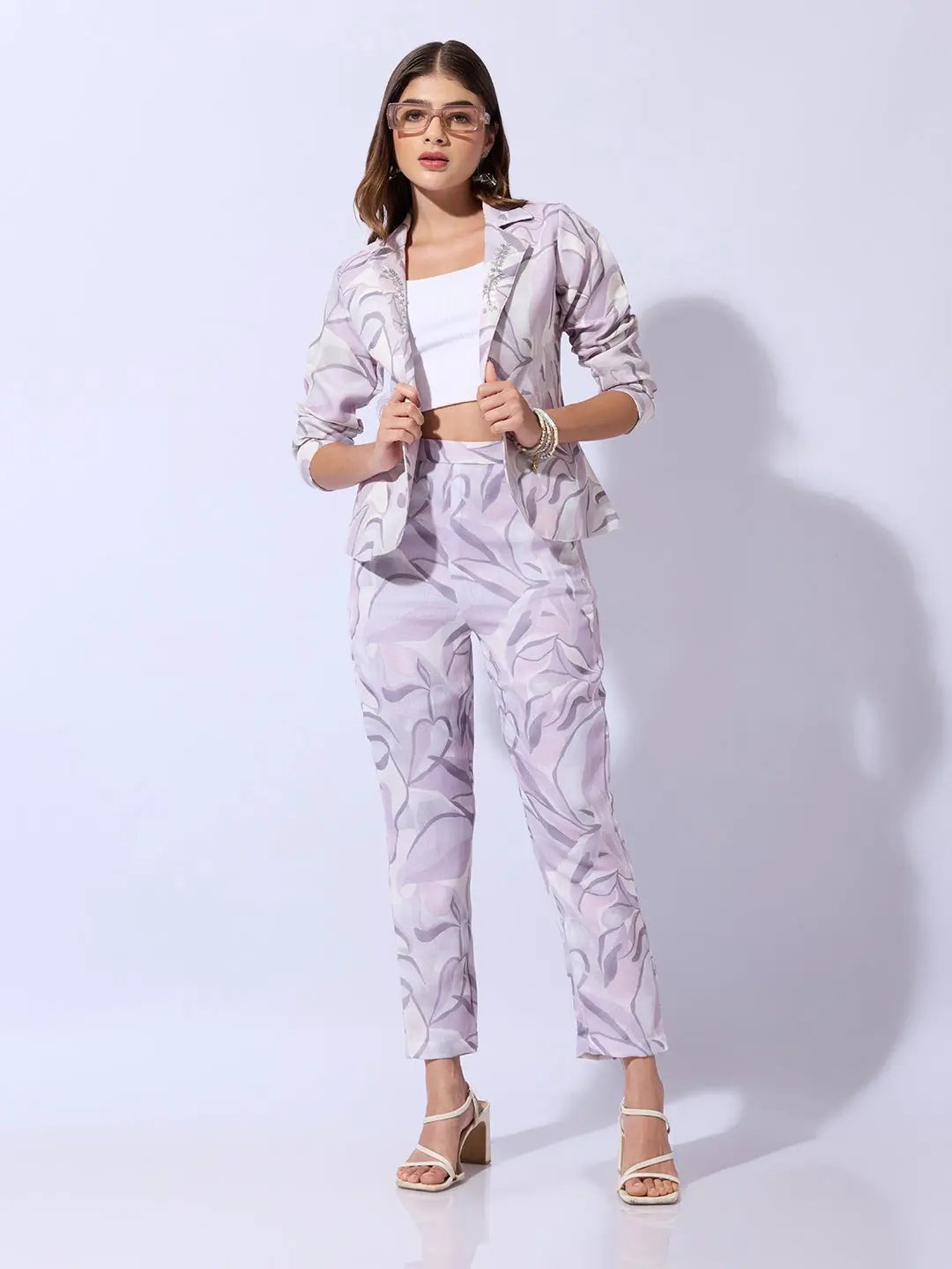 Women's Printed Lavender Co-Ords Set