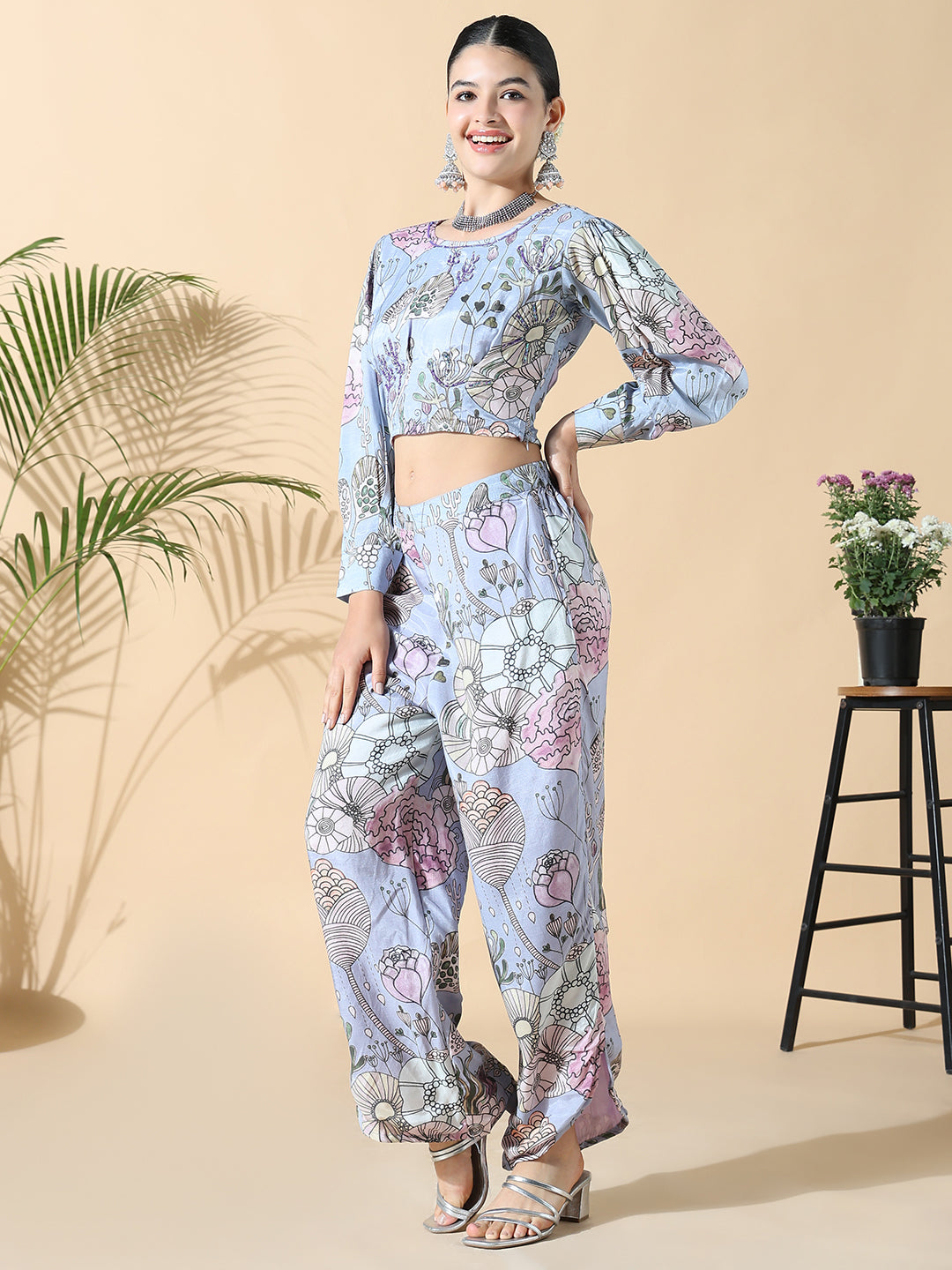 Women Blue Printed Co-ords Set