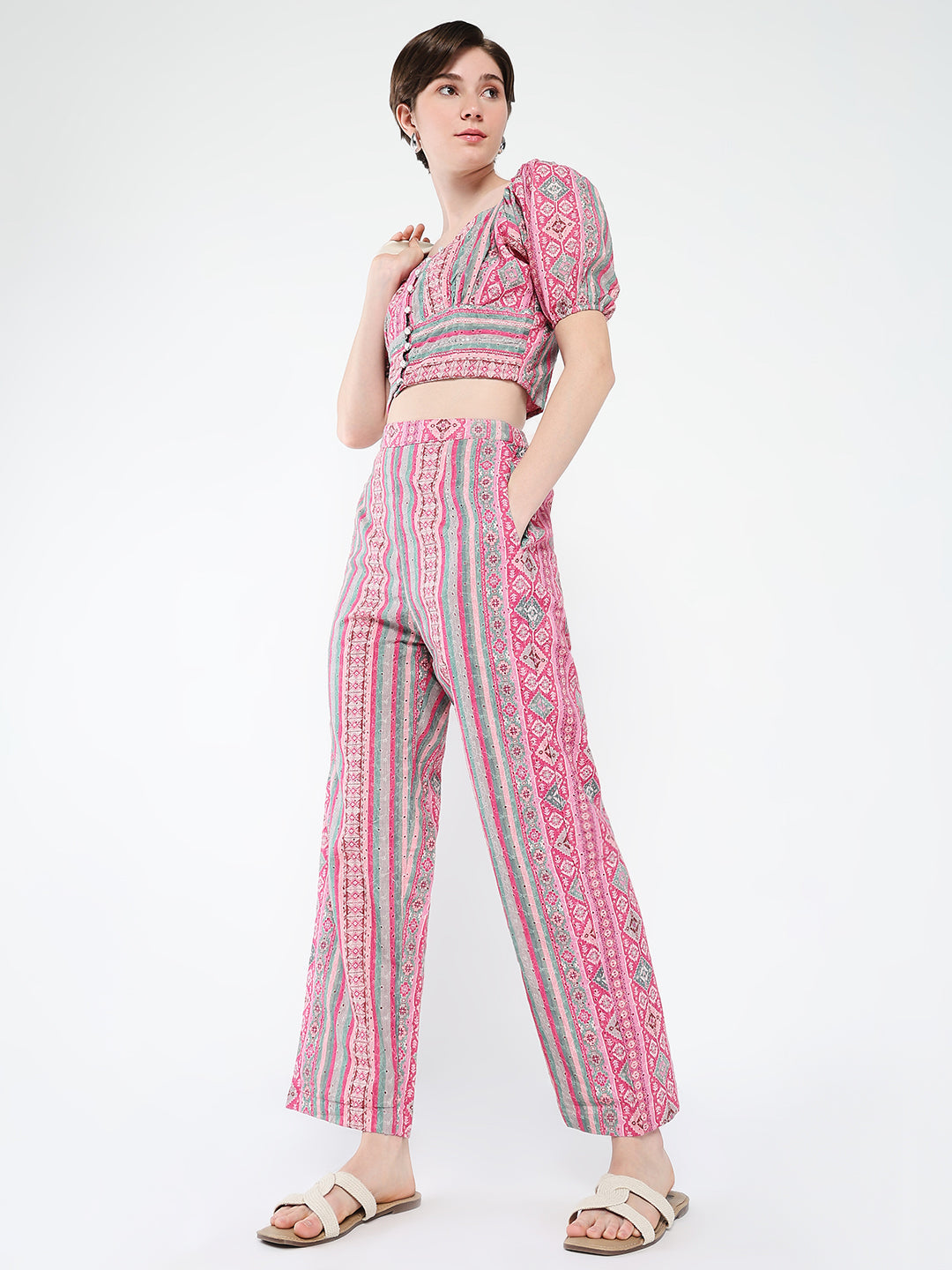 Women Pink Printed Co Ords Set