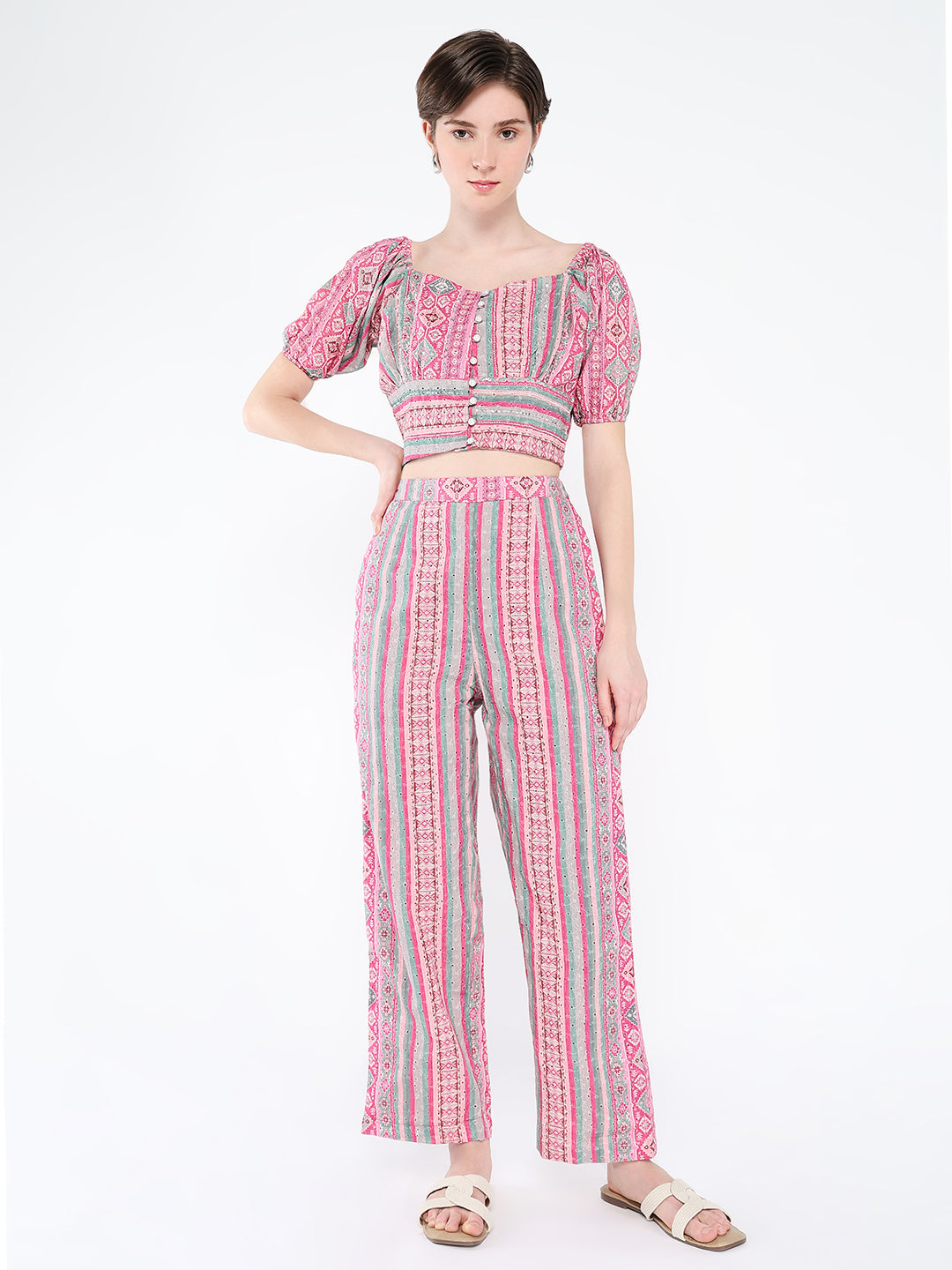 Women Pink Printed Co Ords Set