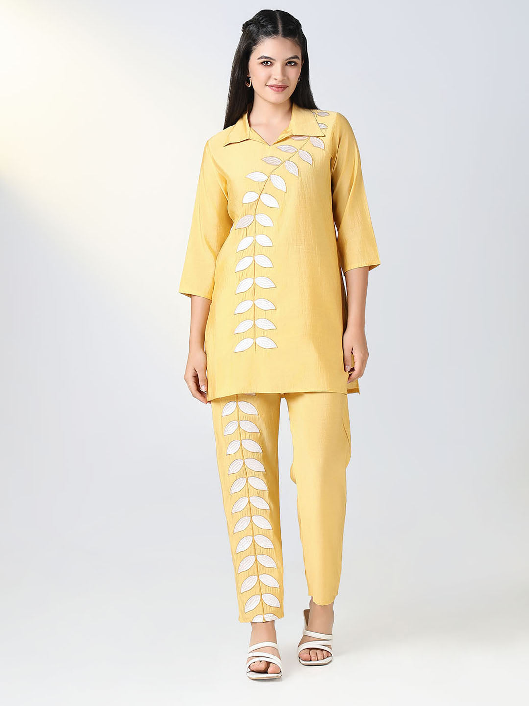 Women Yellow Embroidered Co Ords Set