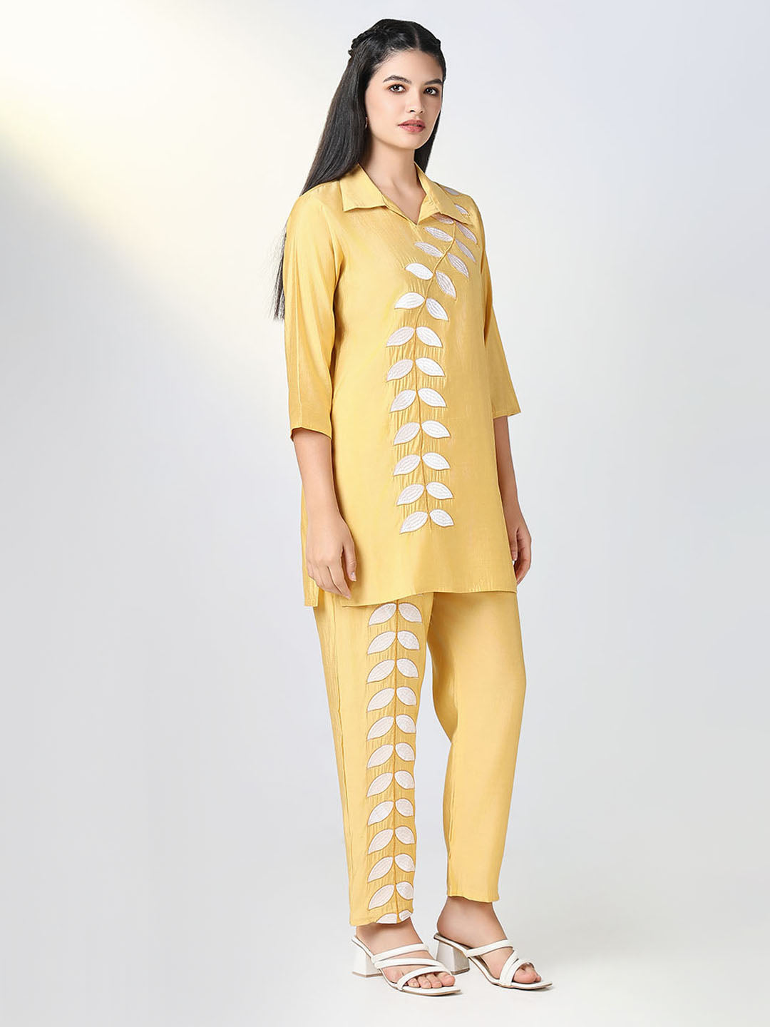 Women Yellow Embroidered Co Ords Set