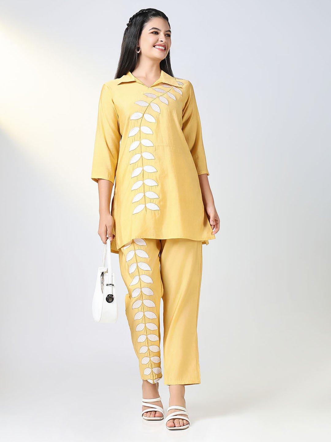 Women Yellow Embroidered Co Ords Set