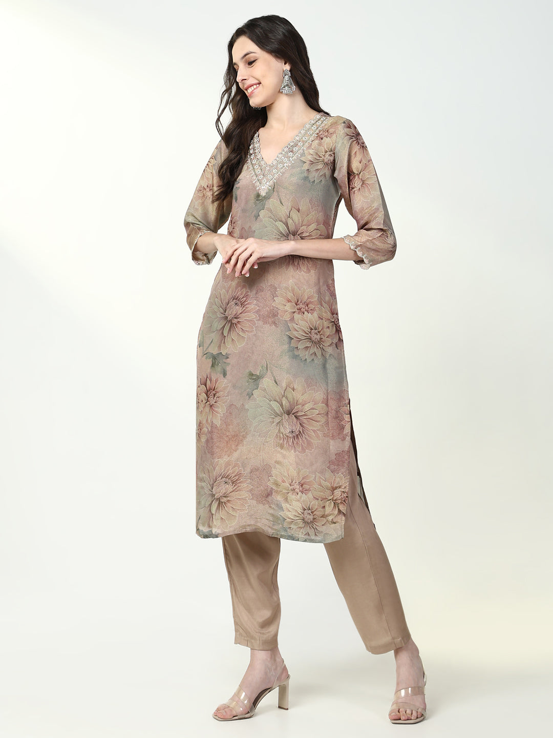 Women Floral Multi Straight Kurta Set with Dupatta