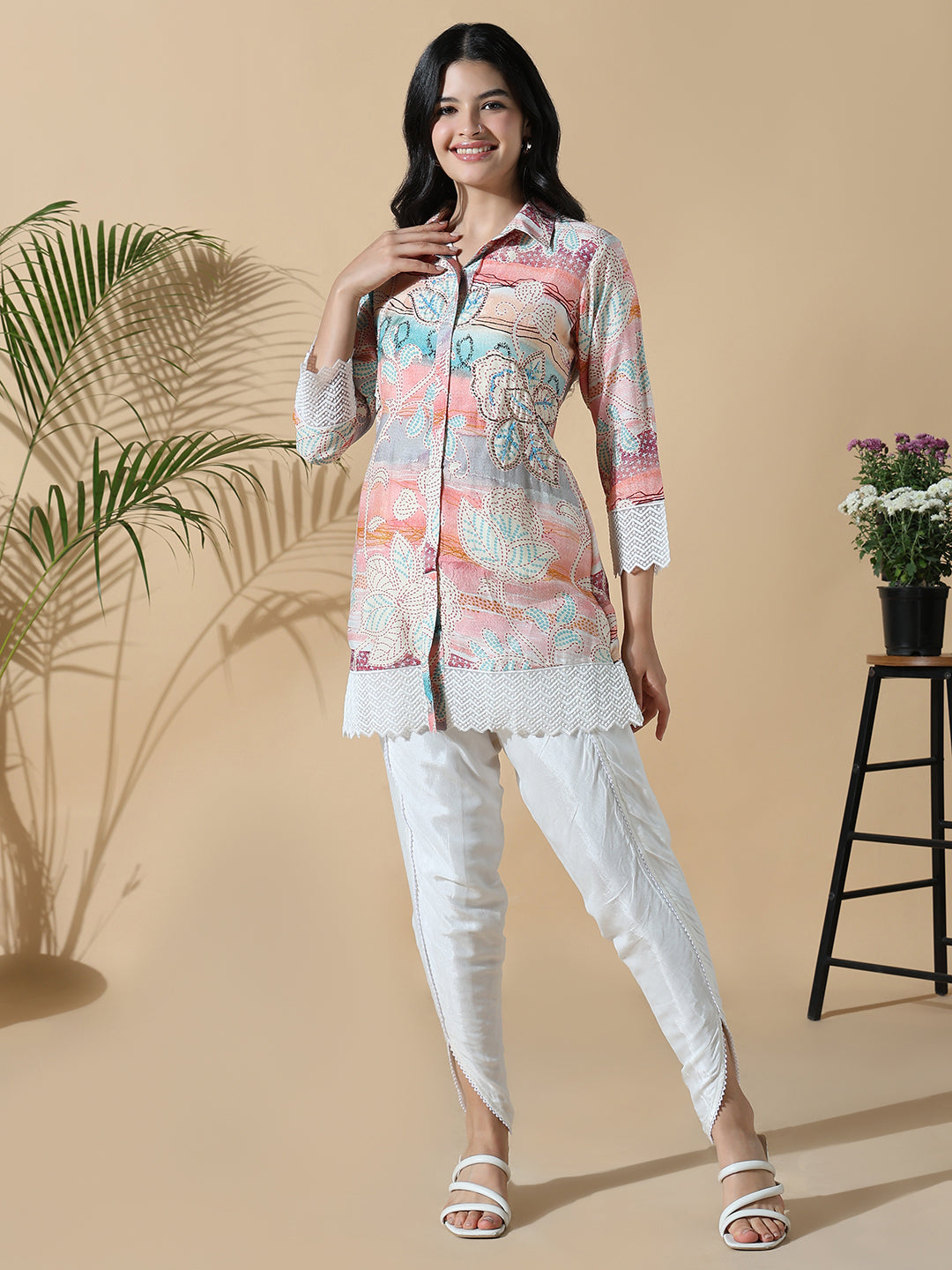 Women Peach Printed Co-ords Set