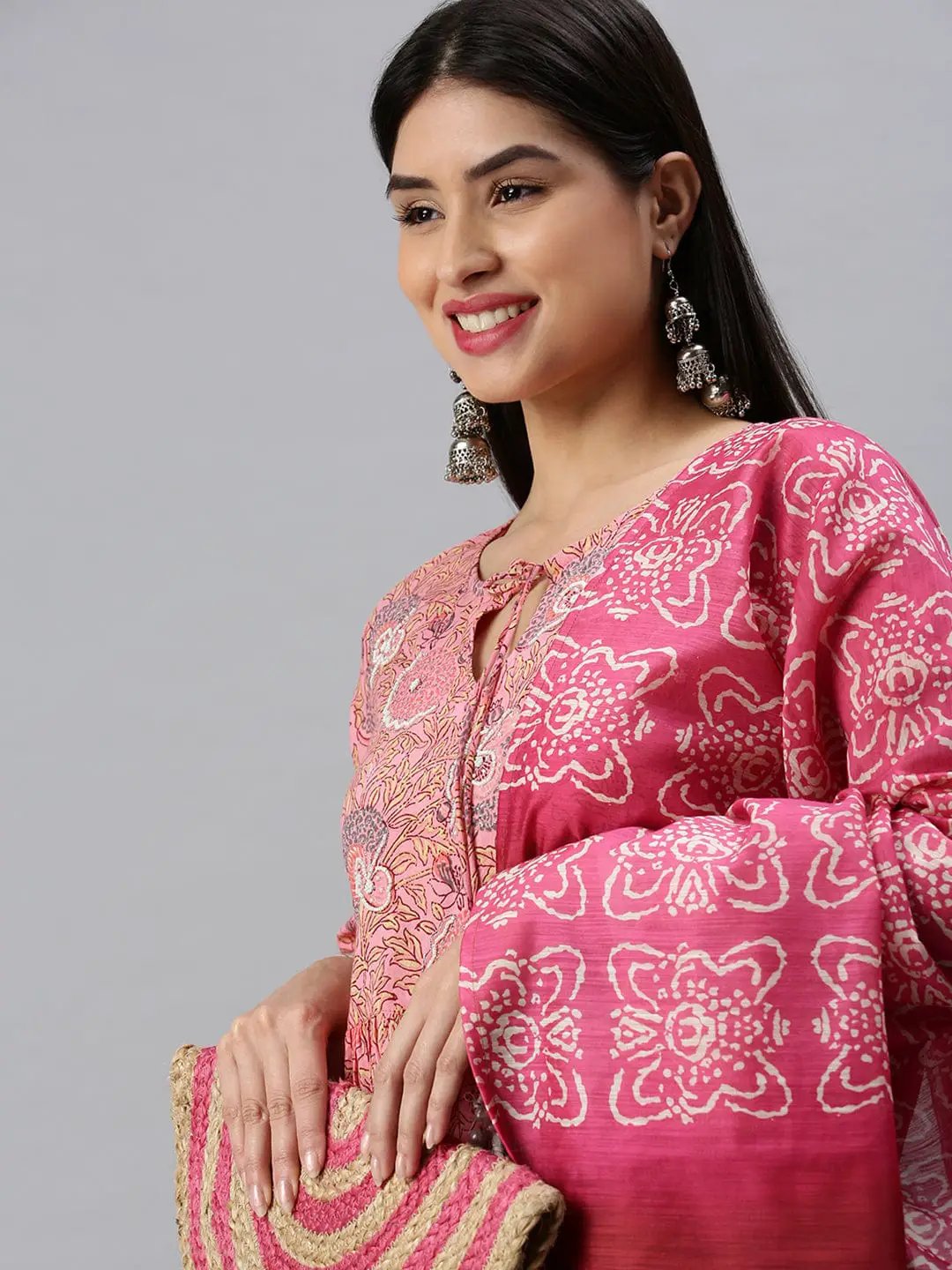 Women's Printed Pink Anarkali Kurta