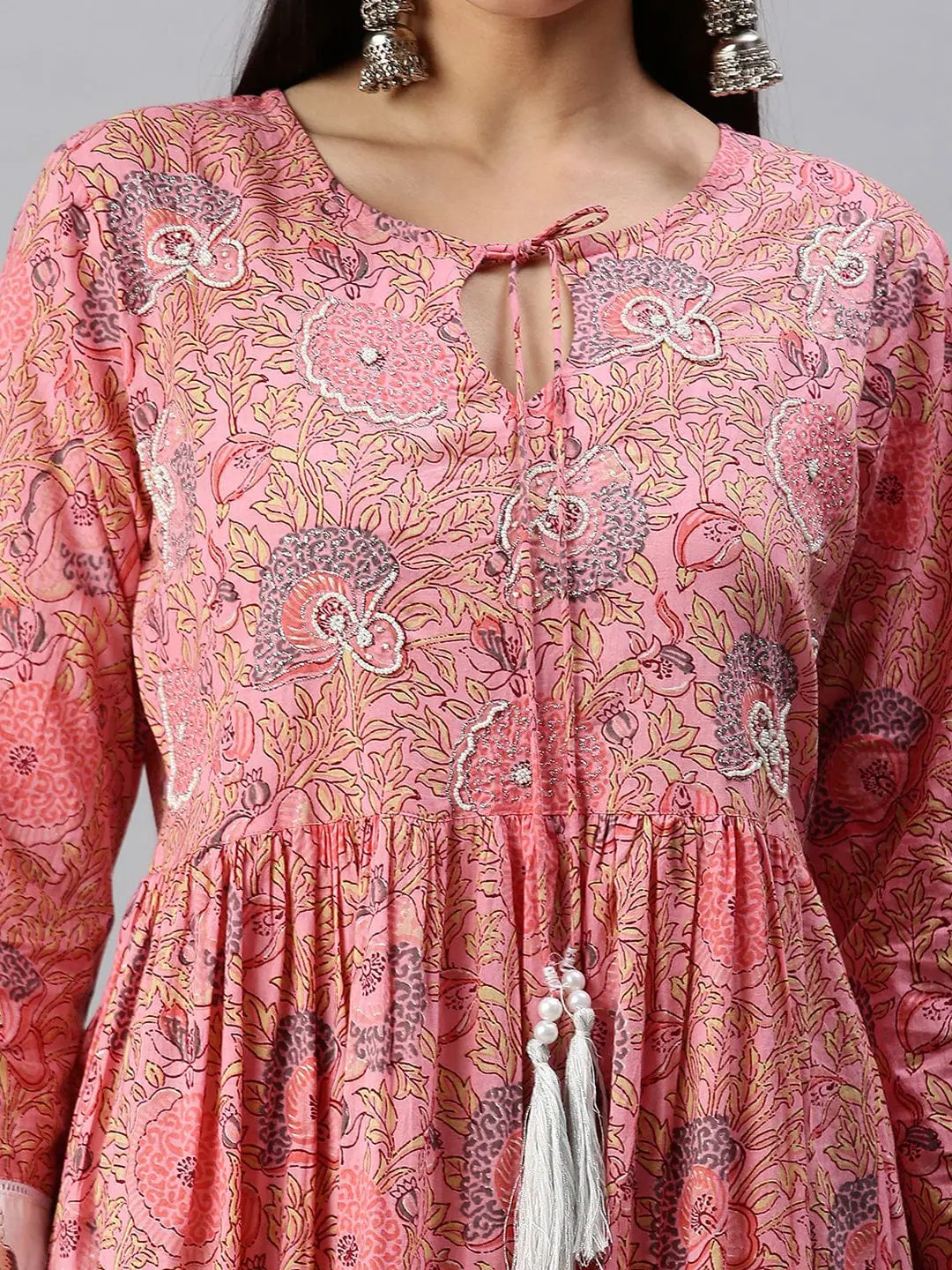 Women's Printed Pink Anarkali Kurta