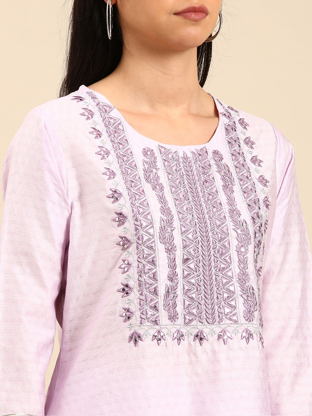 Women Solid Purple Straight Kurta Set with Dupatta