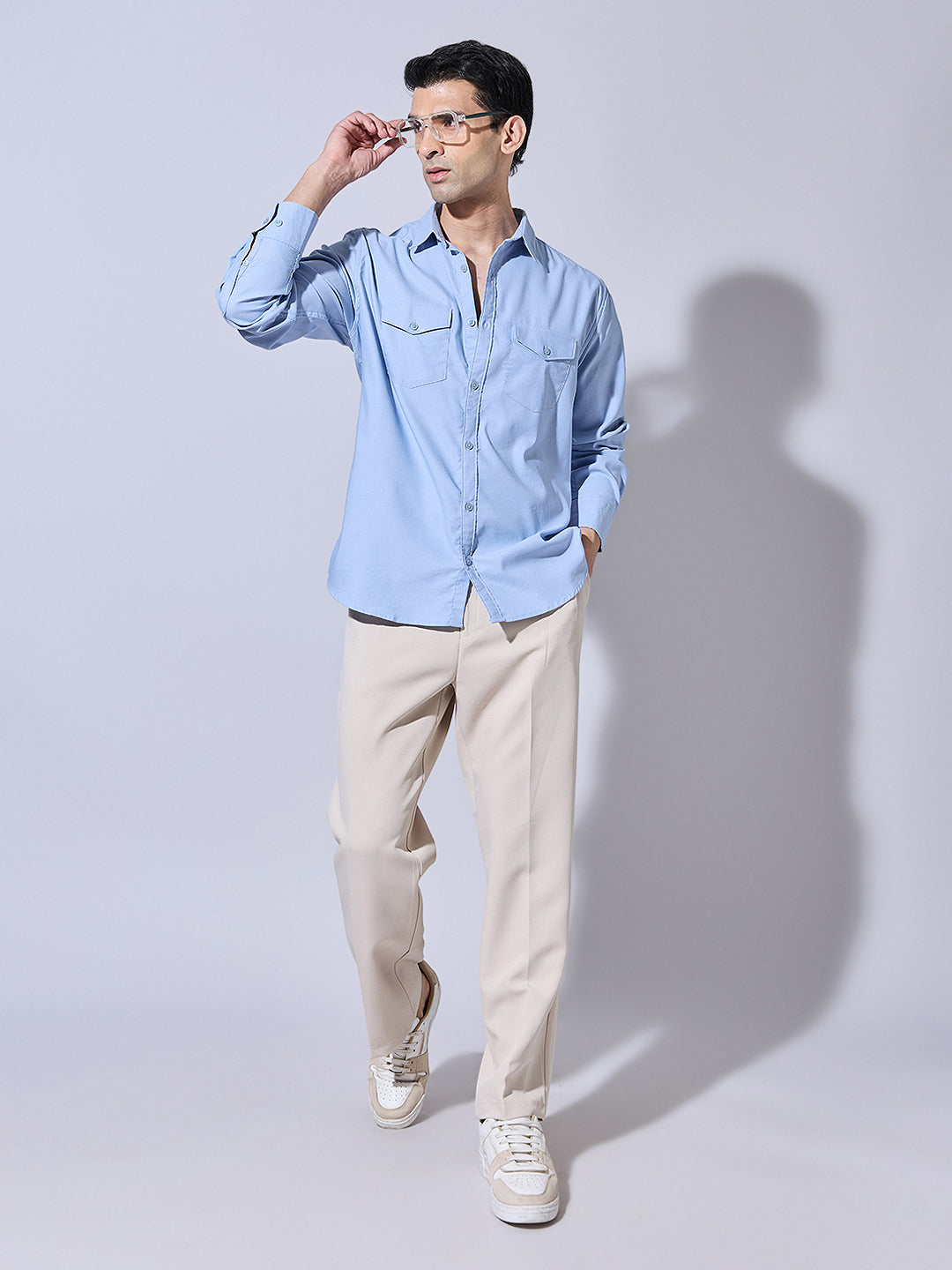 Men's Blue Button-Down Utility Shirt