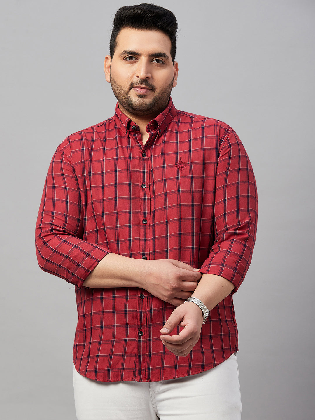 Men Checked Maroon Comfort Shirt