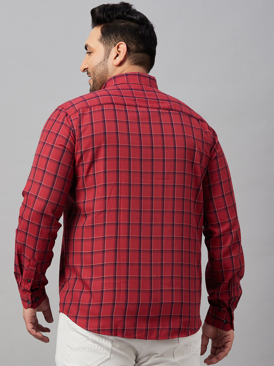 Men Checked Maroon Comfort Shirt