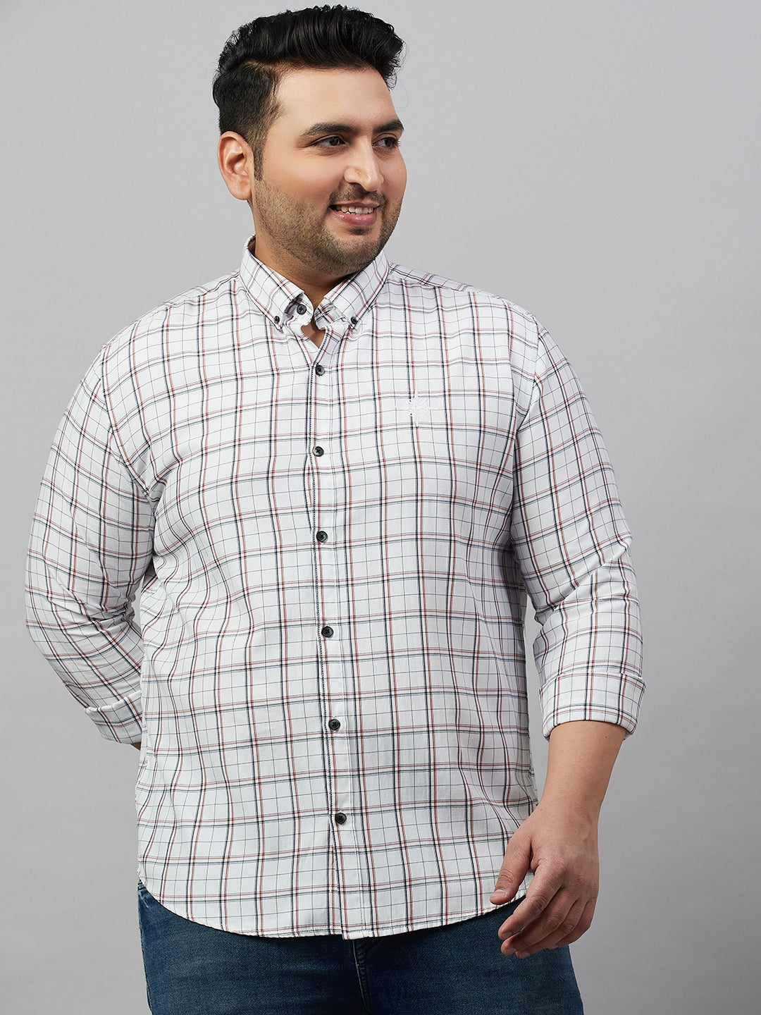 Men Checked White Comfort Shirt