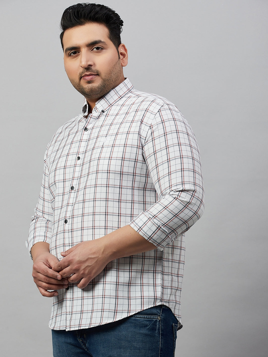 Men Checked White Comfort Shirt