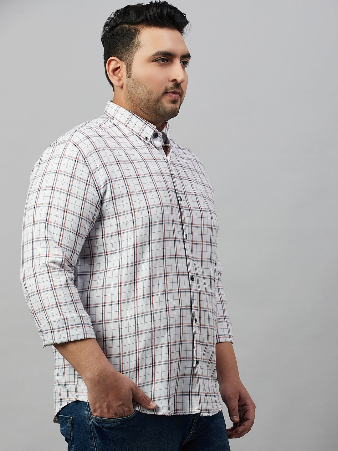 Men Checked White Comfort Shirt