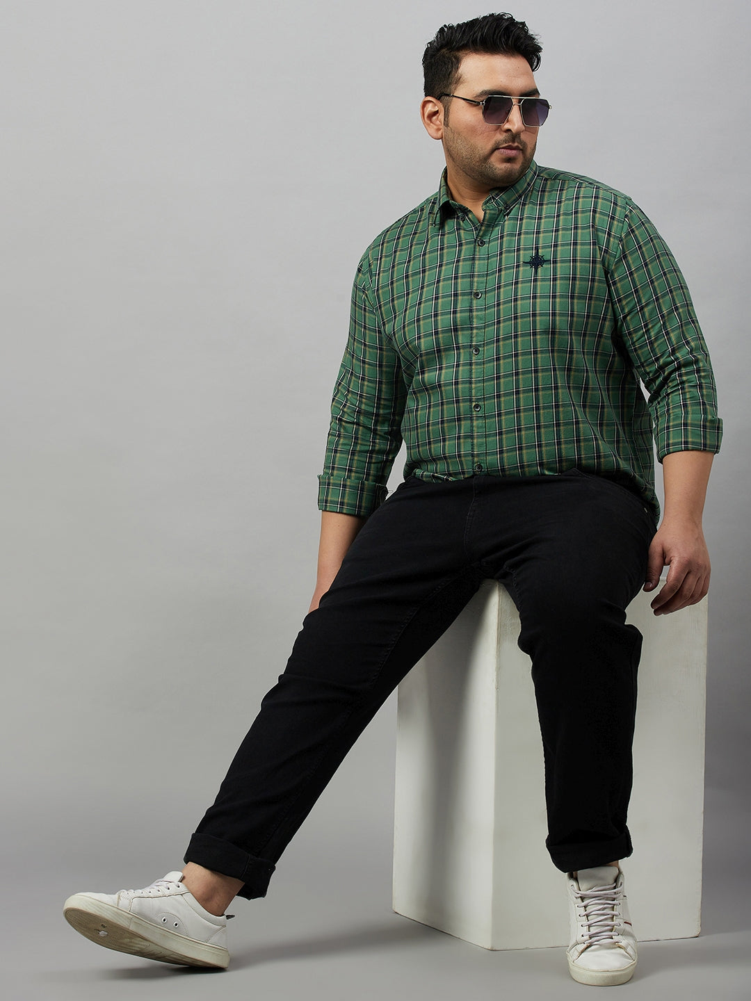 Men Checked Green Comfort Shirt