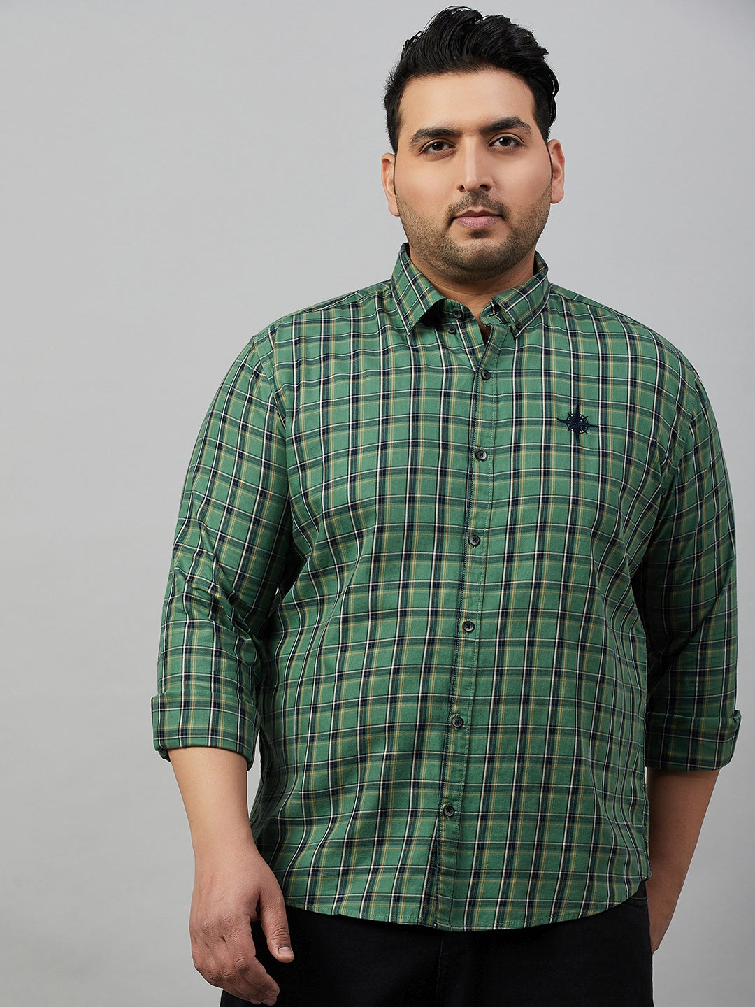 Men Checked Green Comfort Shirt