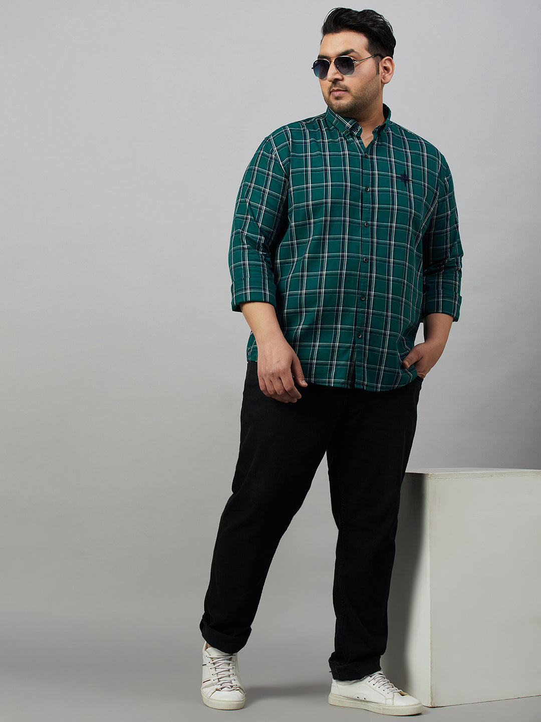 Men Checked Green Comfort Shirt