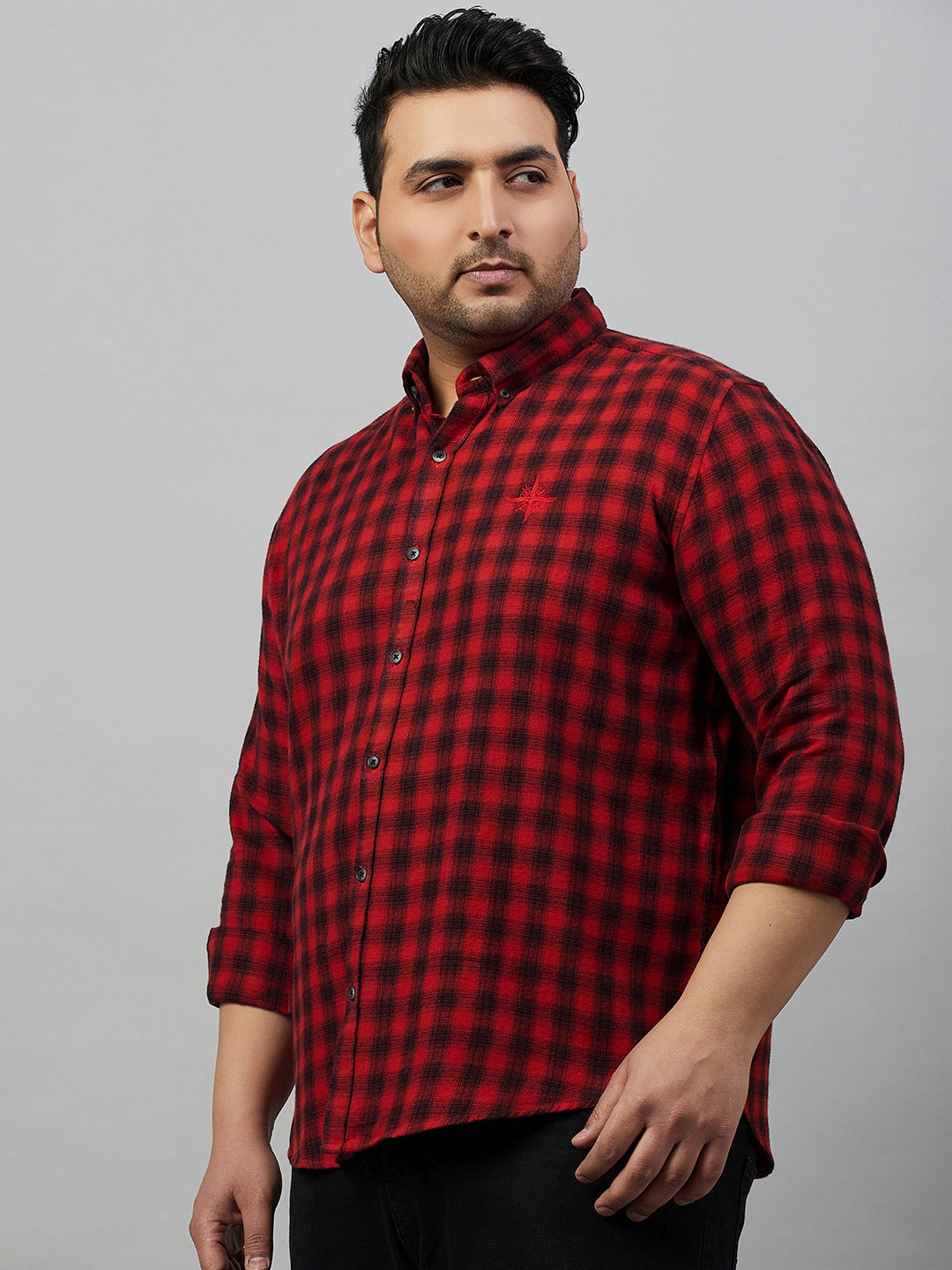 Men Checked Red Comfort Shirt