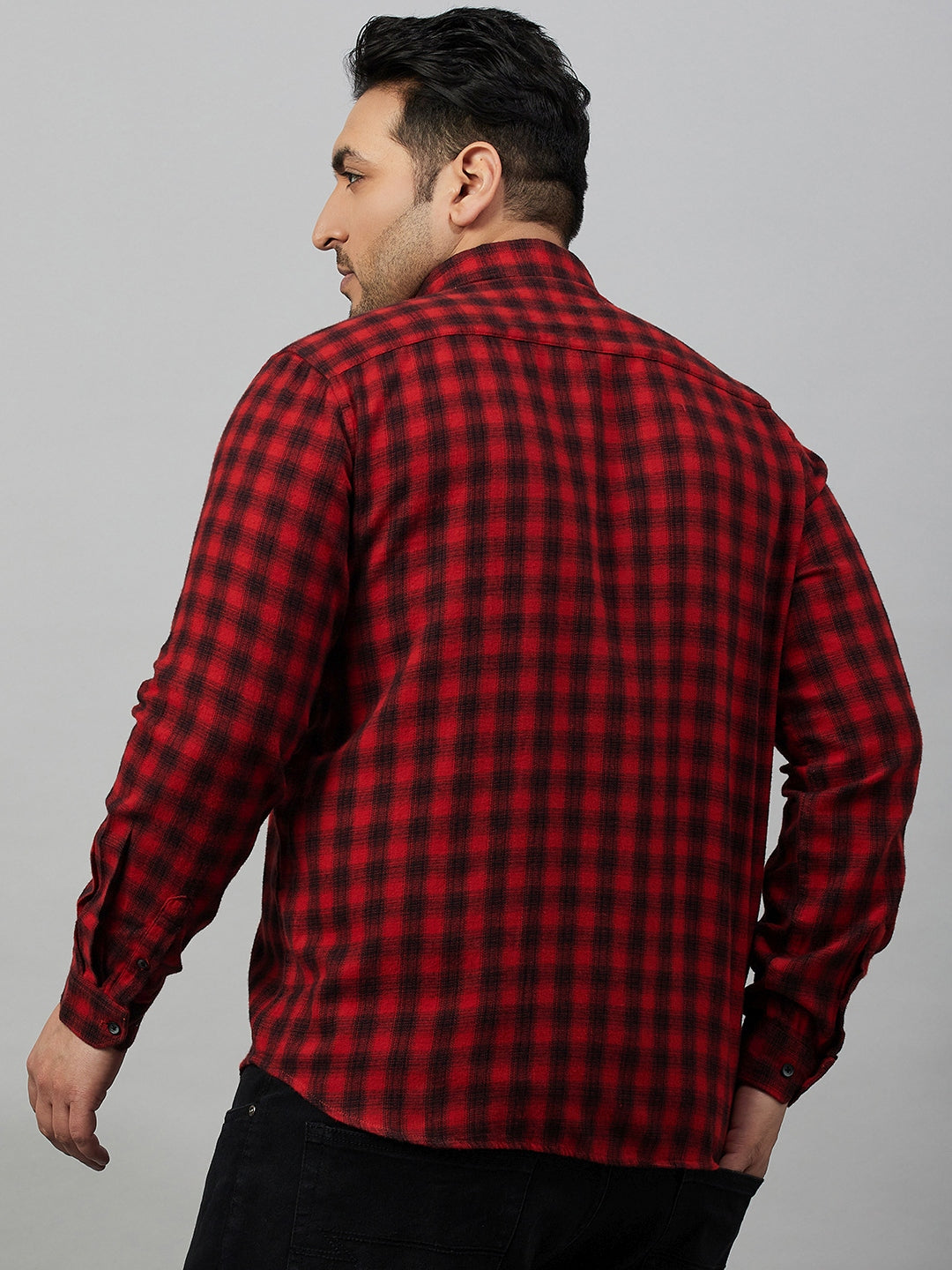 Men Checked Red Comfort Shirt