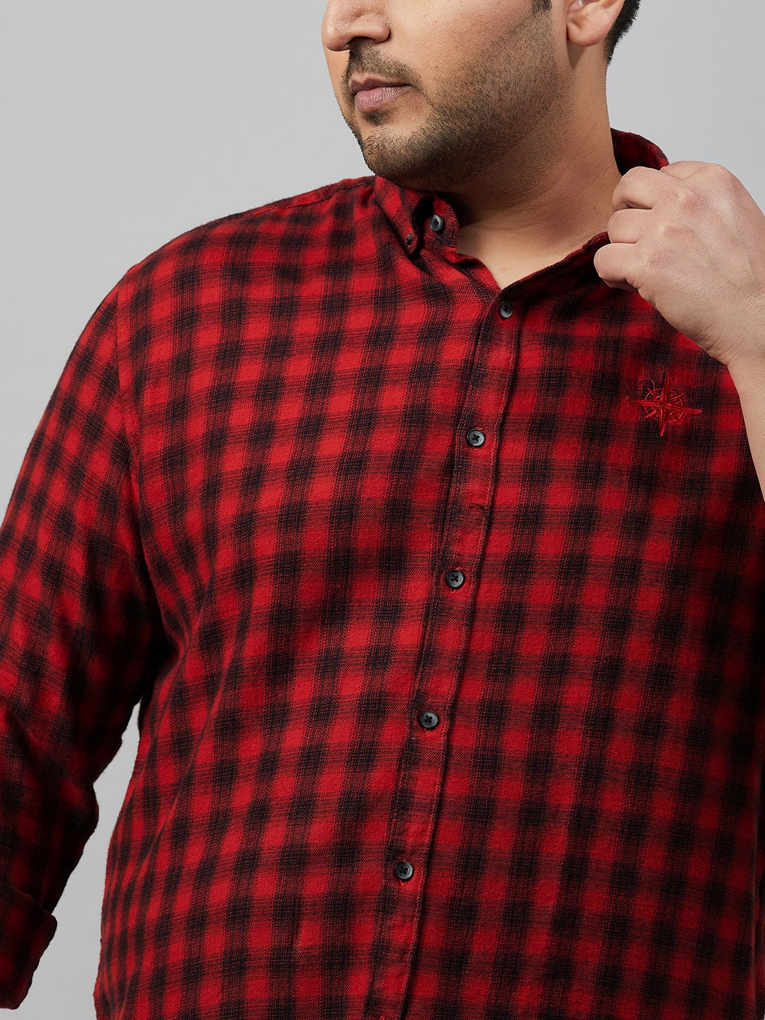 Men Checked Red Comfort Shirt