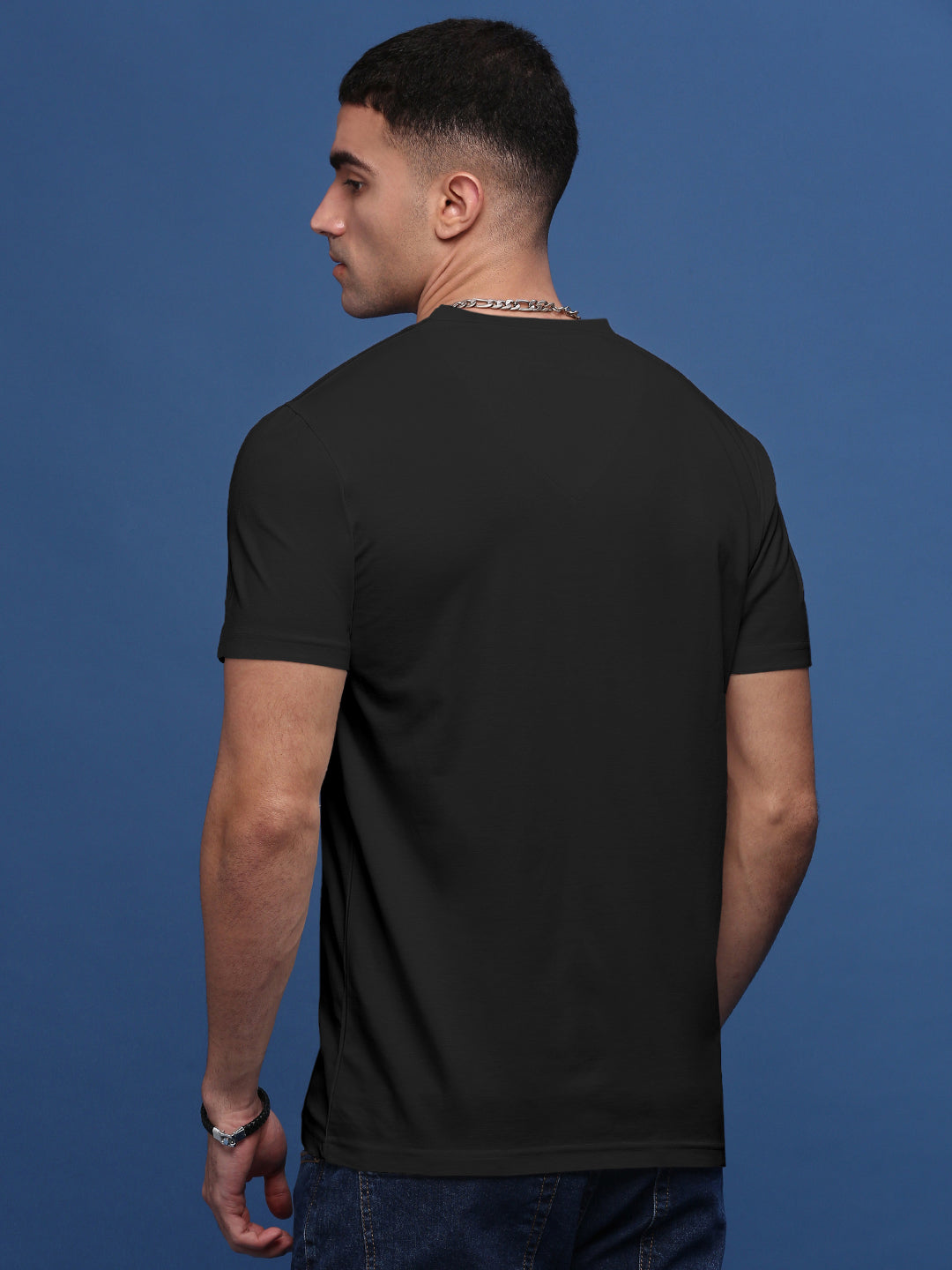 Men's V-Neck Black Slim Fit T-Shirt
