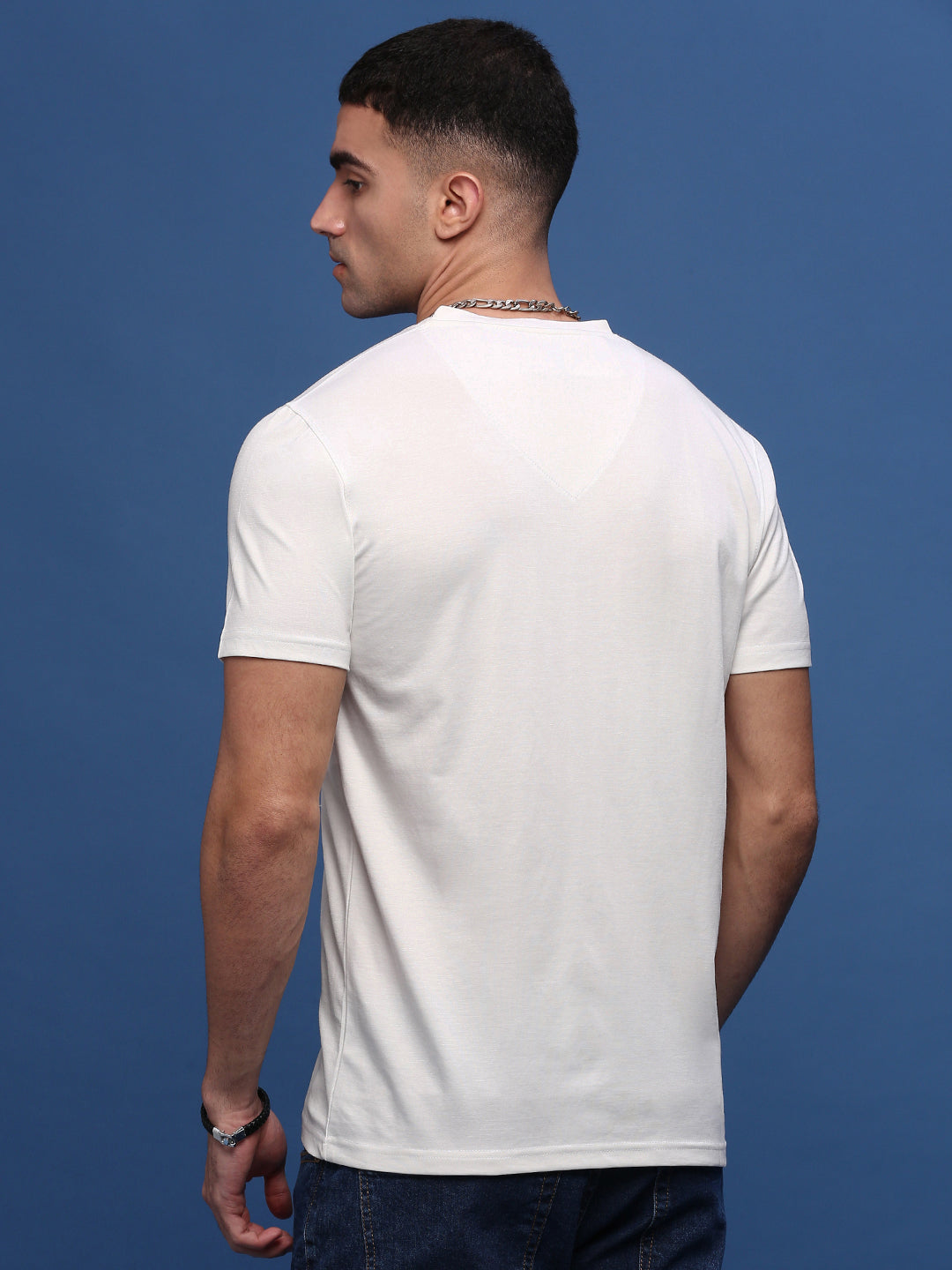 Men White Slim Fit T Shirt