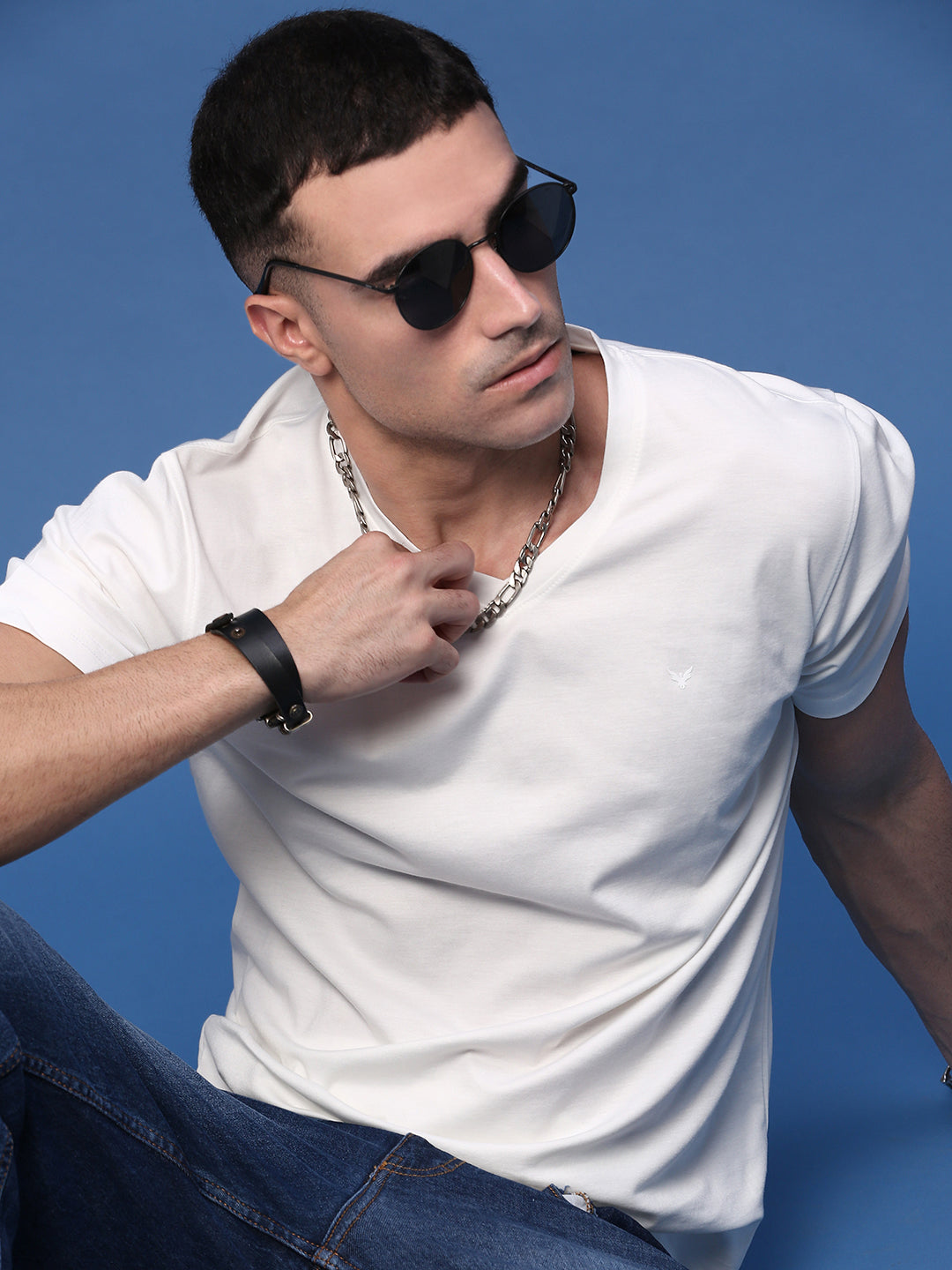 Men White Slim Fit T Shirt