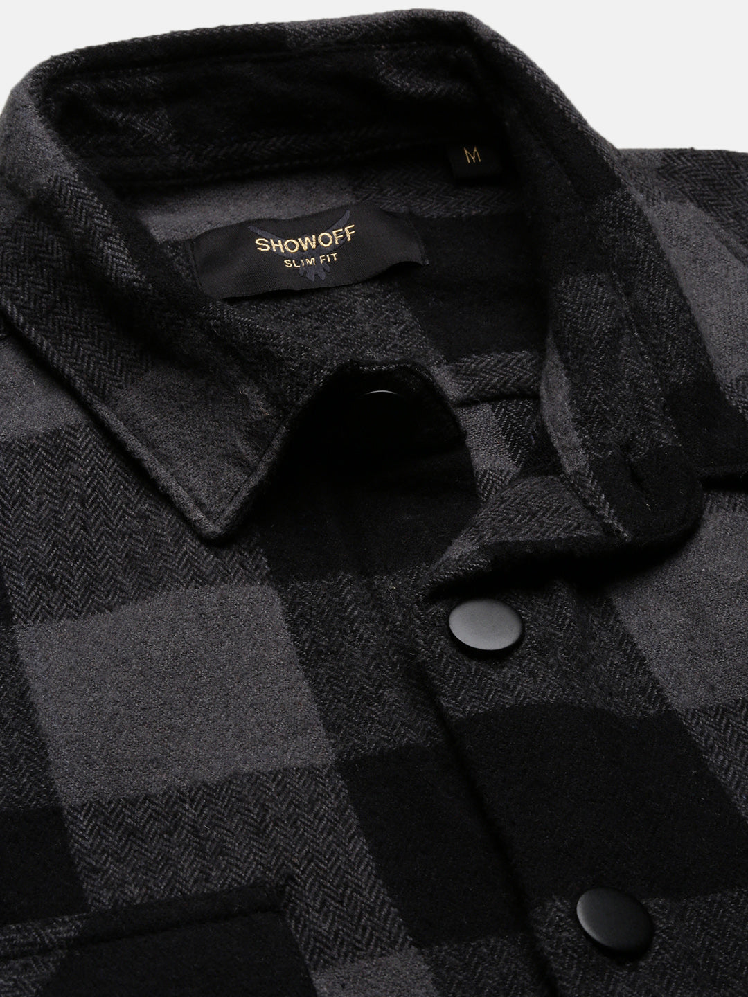 Men Grey Checked Shacket