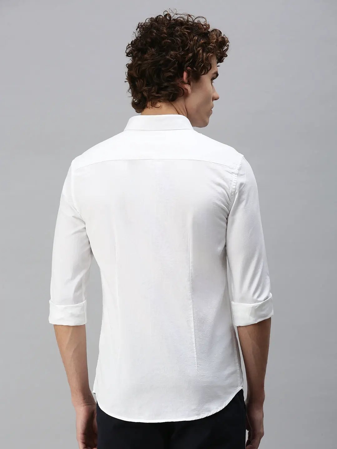 Men's White Solid Slim Fit Shirt - from SHOWOFFFF
