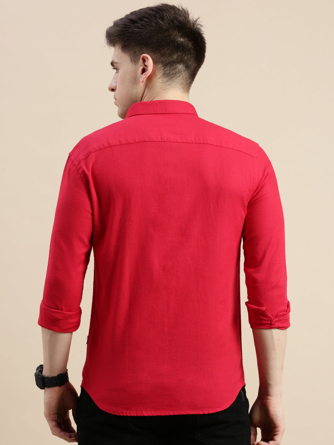 Men's Red Solid Slim Fit Shirt