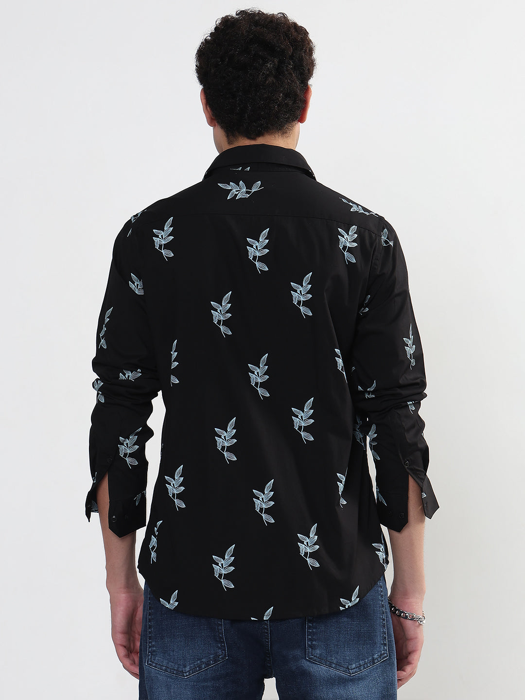 Men's Floral Black Slim Fit Shirt