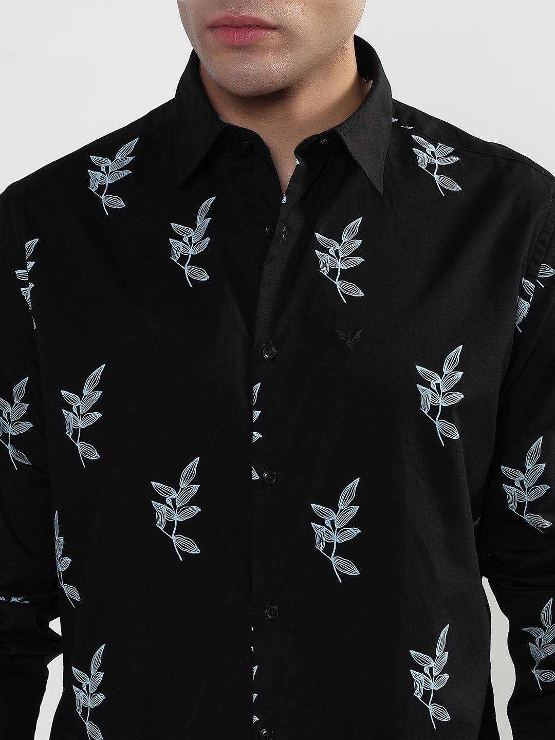 Men's Floral Black Slim Fit Shirt