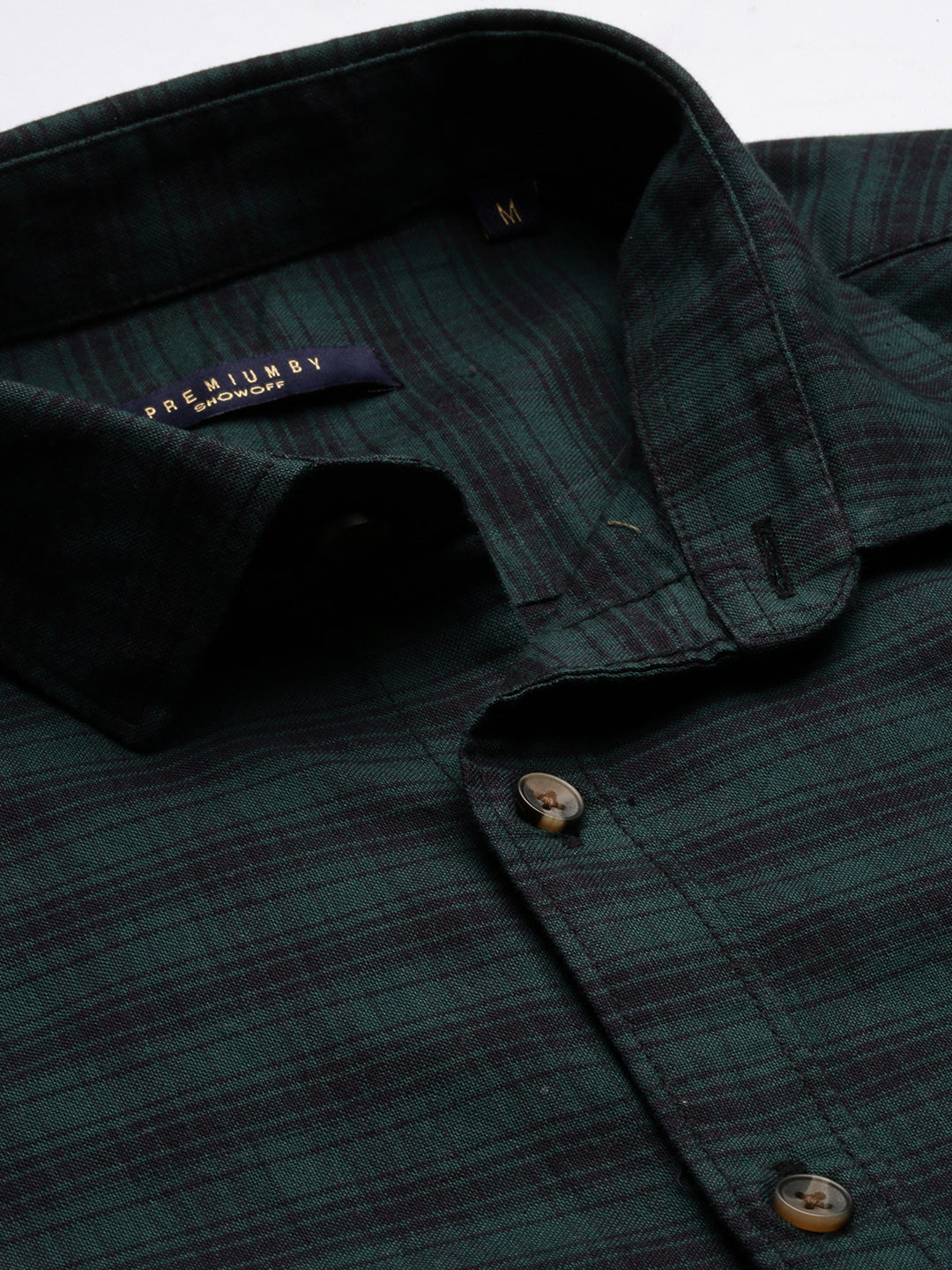 Men Gingham Checks Green Shirt