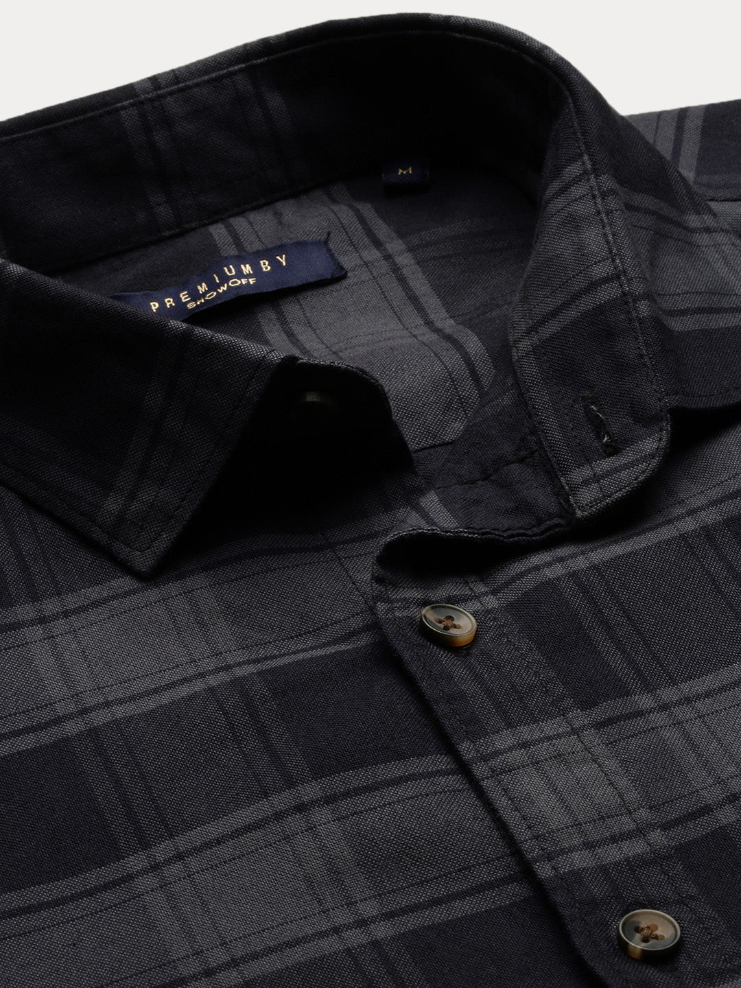 Men Tartan Checks Grey Shirt